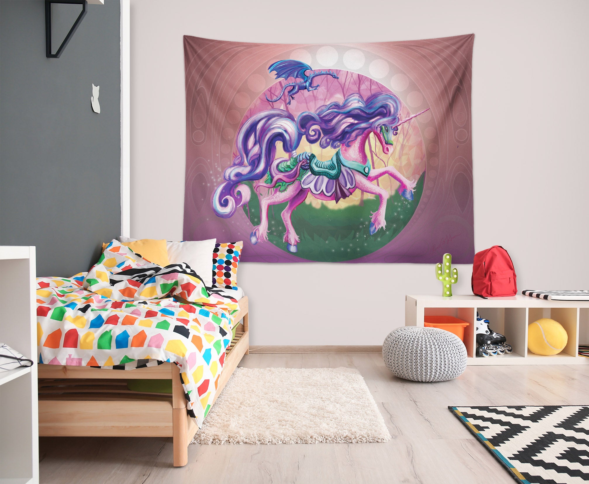 3D Unicorn Princess 5203 Rose Catherine Khan Tapestry Hanging Cloth Hang