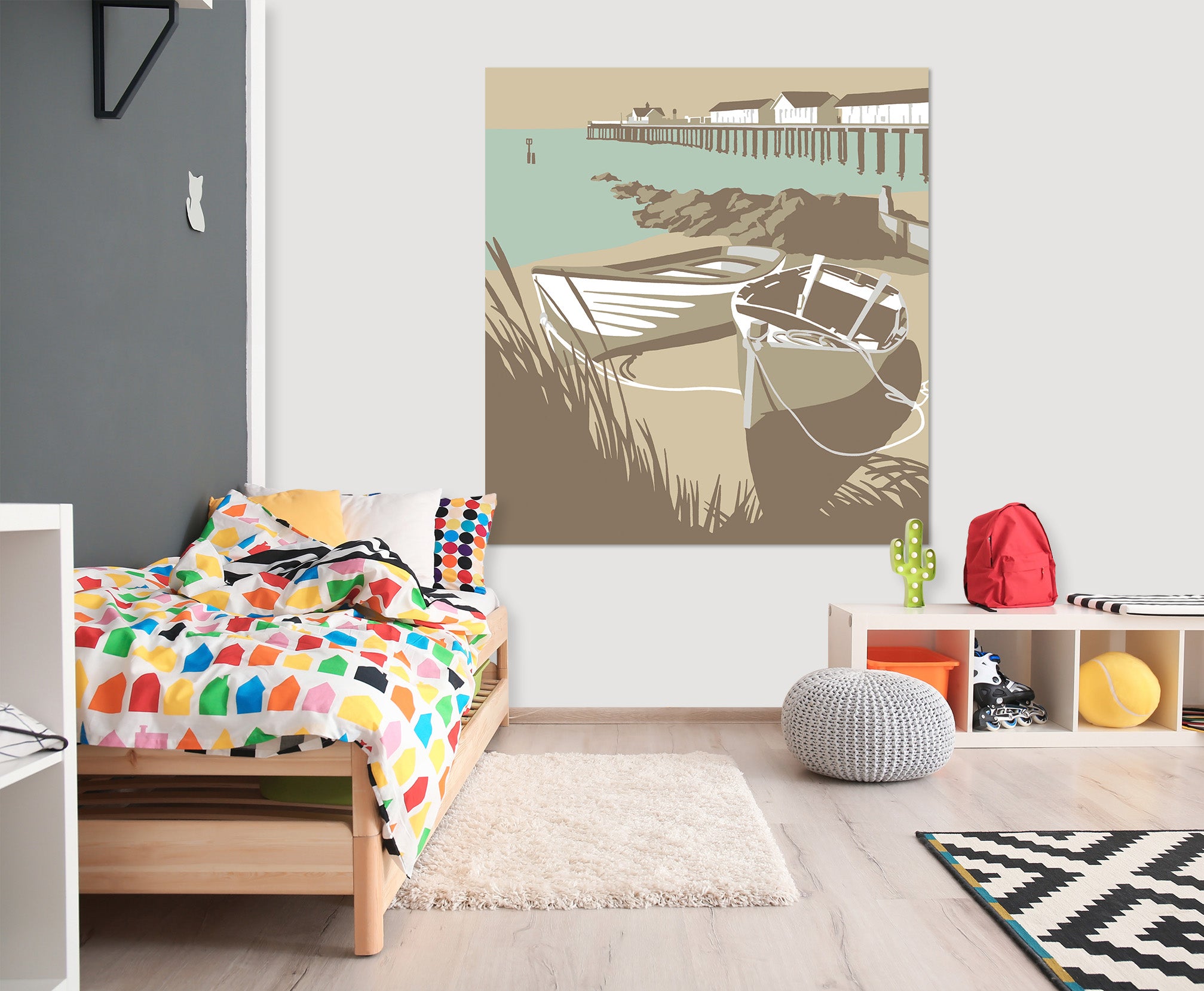 3D Southwold Boats Pier 060 Steve Read Wall Sticker