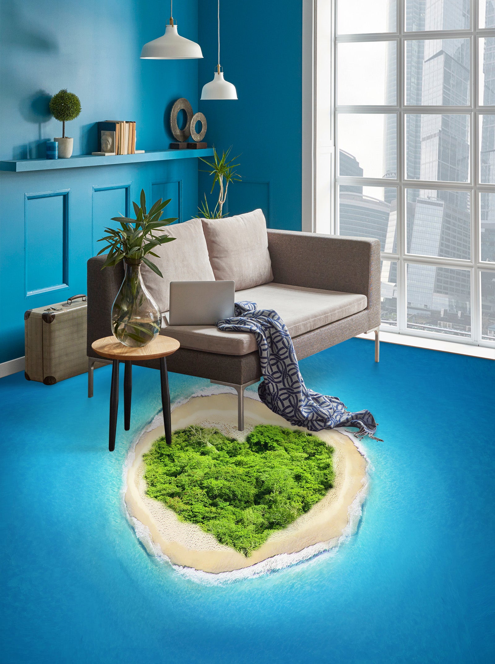 3D Love Green Plants 032 Floor Mural Wallpaper Murals Rug & Mat Print Epoxy waterproof bath floor