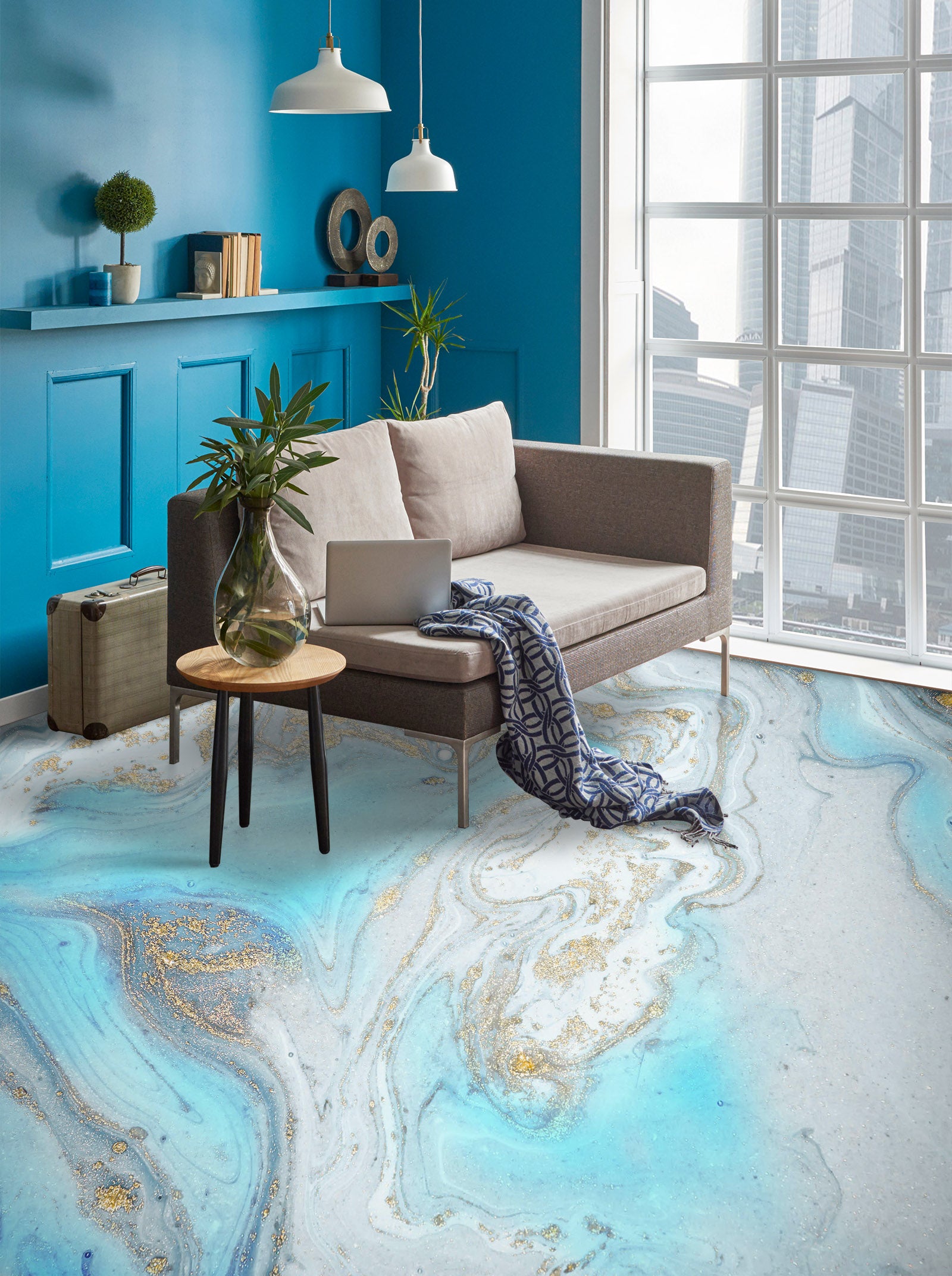 3D Light Blue Nobility 379 Floor Mural Wallpaper Murals Rug & Mat Print Epoxy waterproof bath floor