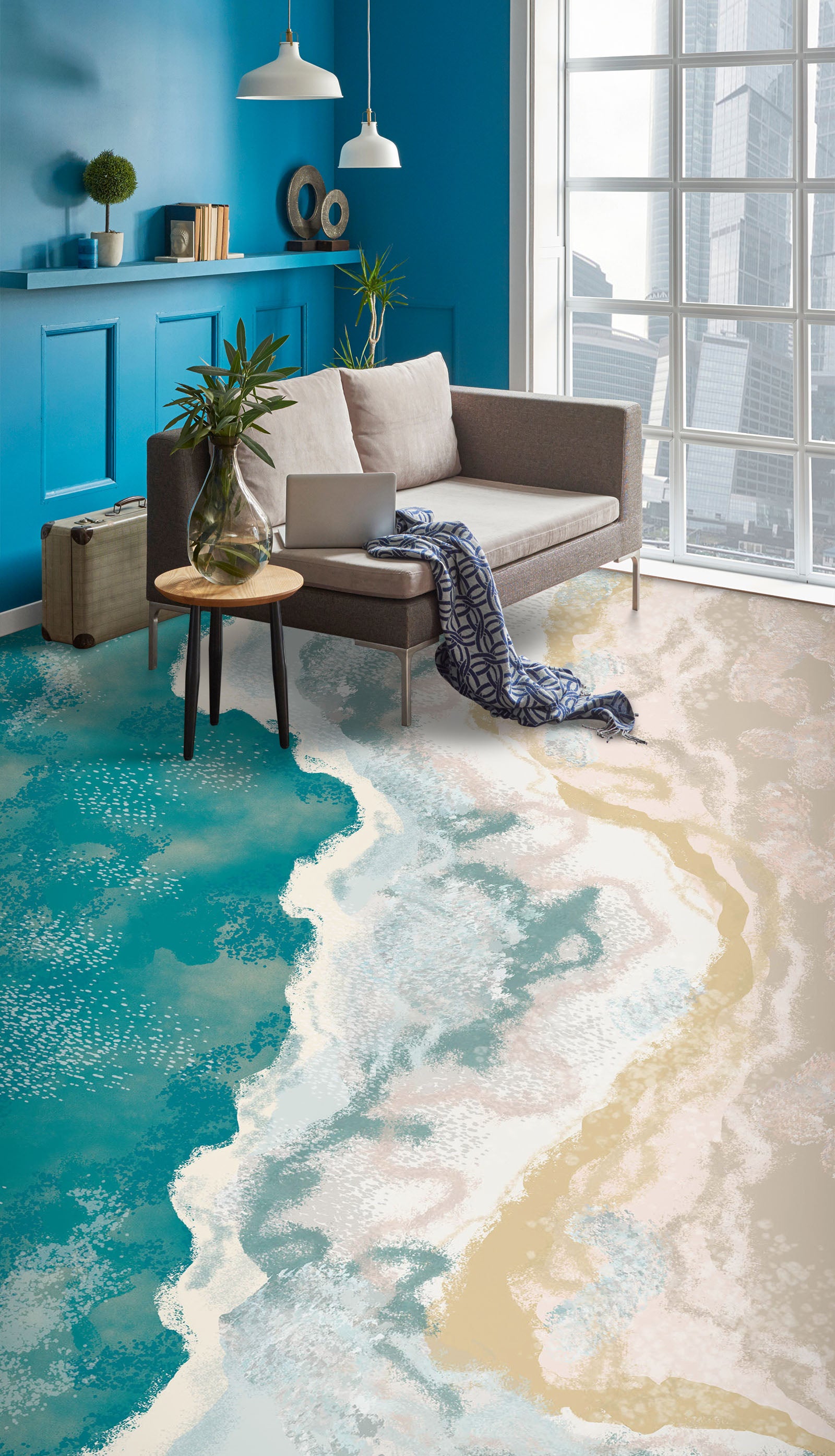 3D Elegant Beach Texture 601 Floor Mural Wallpaper Murals Rug & Mat Print Epoxy waterproof bath floor