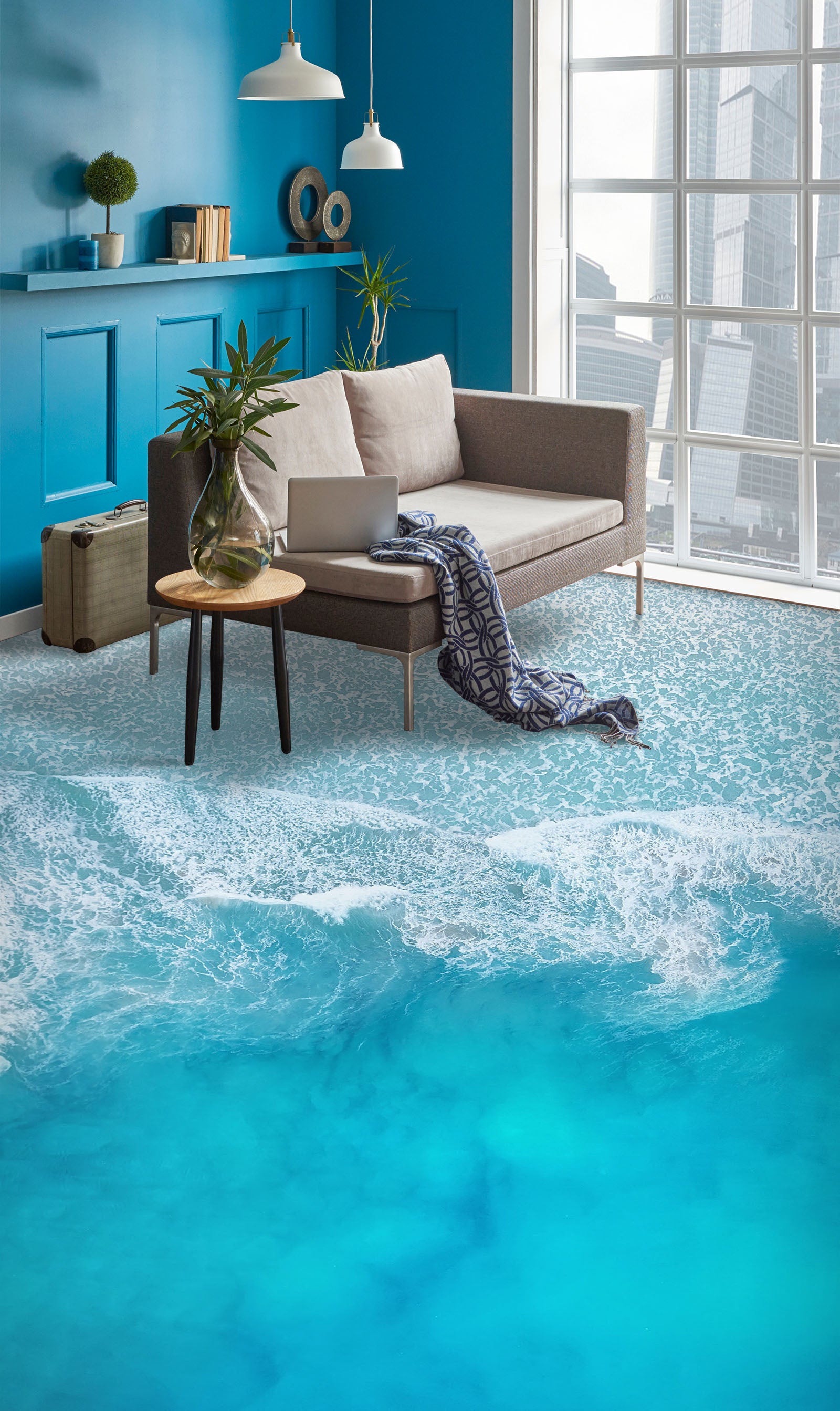 3D Comfortable Blue Sea 797 Floor Mural Wallpaper Murals Rug & Mat Print Epoxy waterproof bath floor