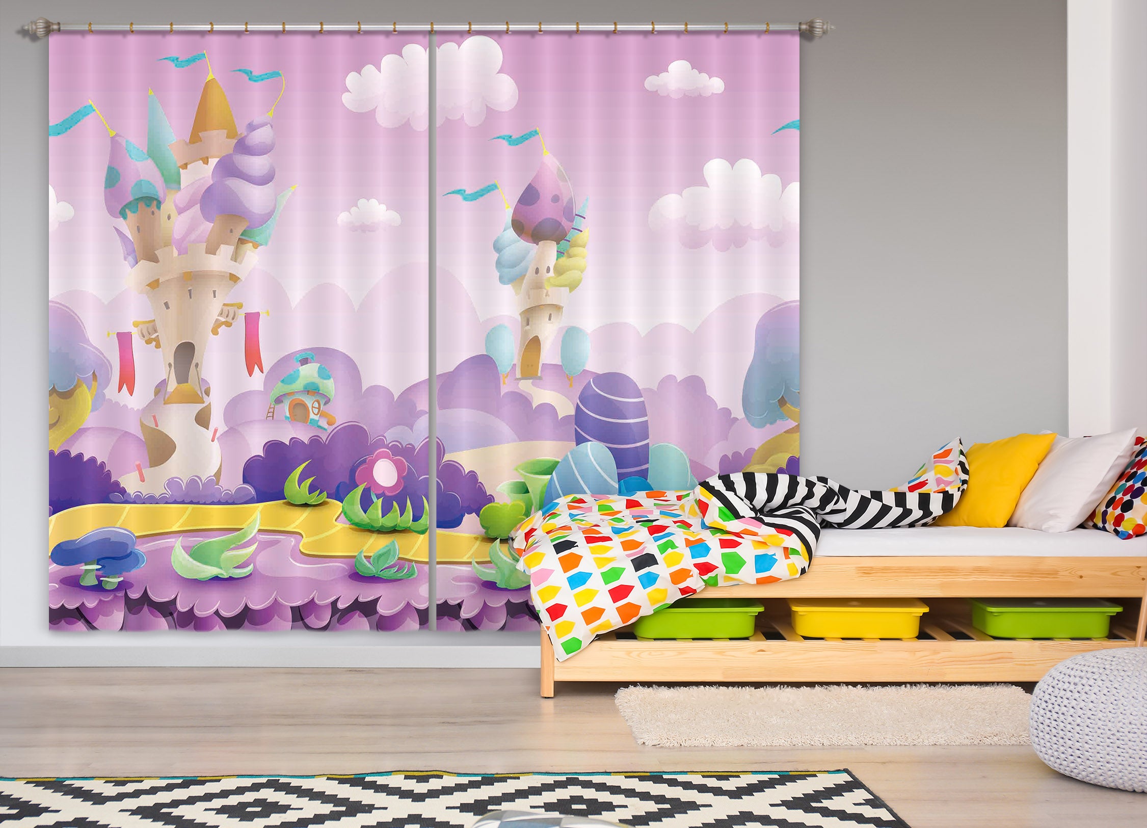 3D Purple World 730 Curtains Drapes
