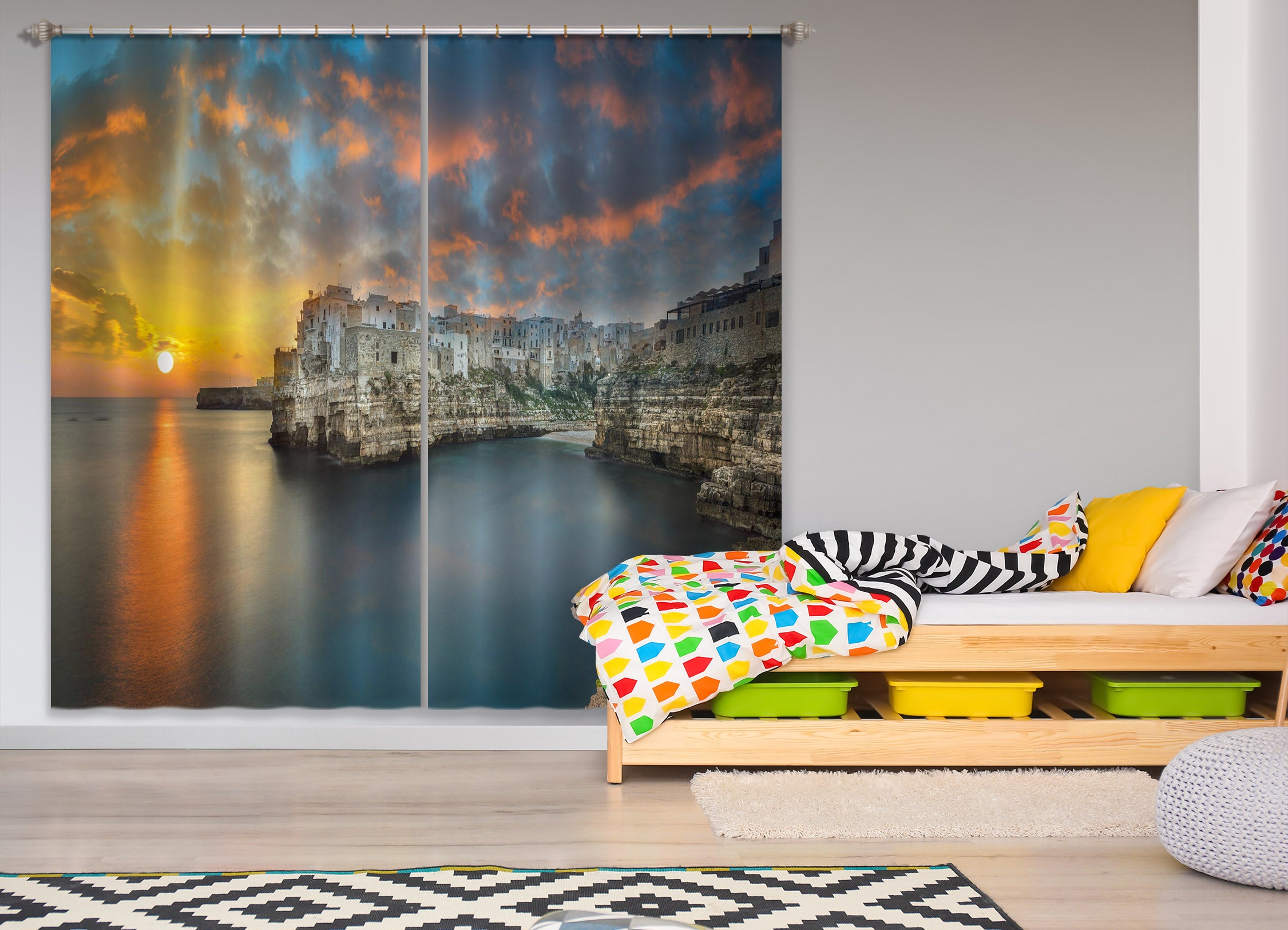 3D Sunset City 170 Marco Carmassi Curtain Curtains Drapes