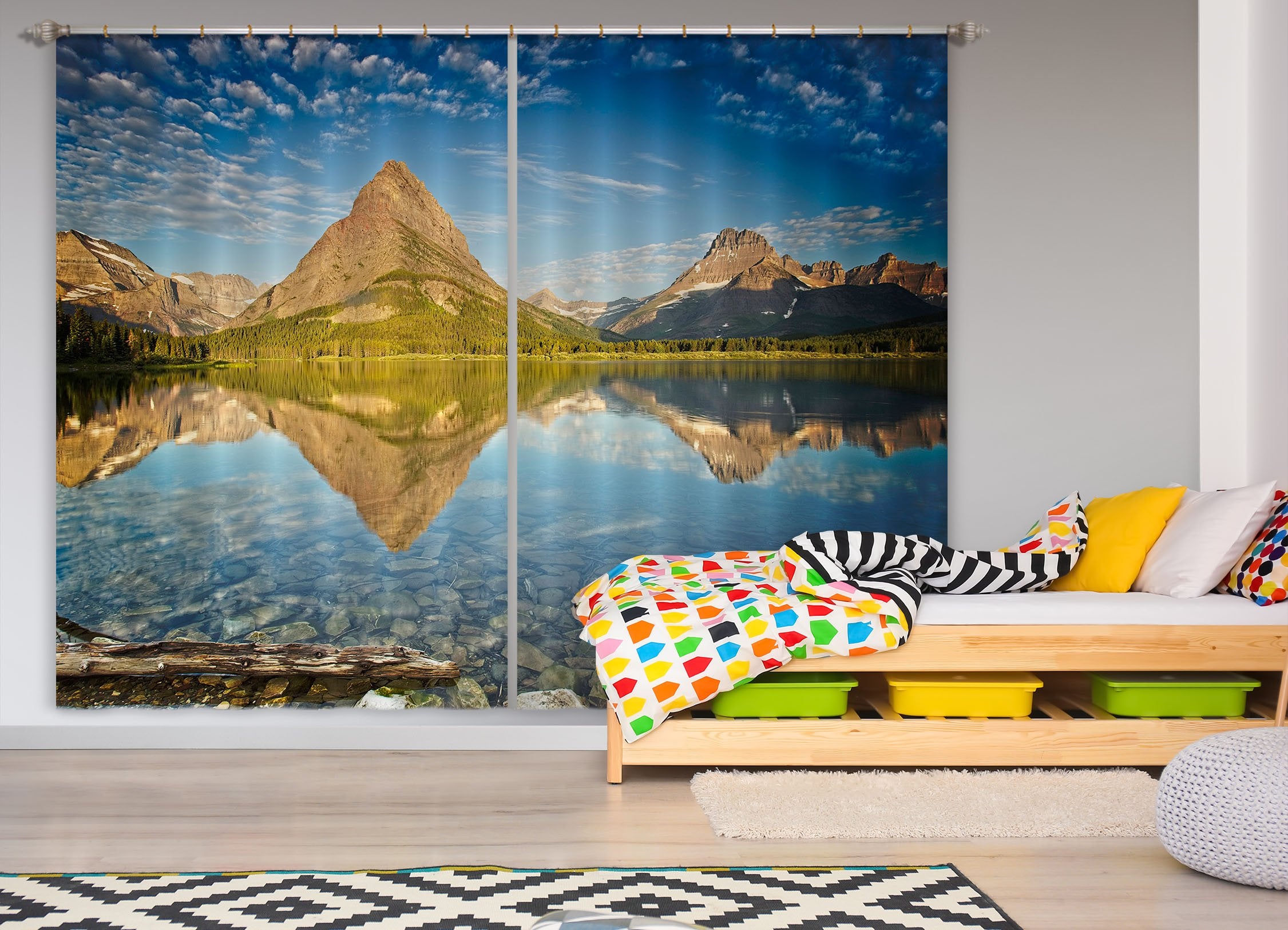 3D Alpine River 074 Kathy Barefield Curtain Curtains Drapes Wallpaper AJ Wallpaper