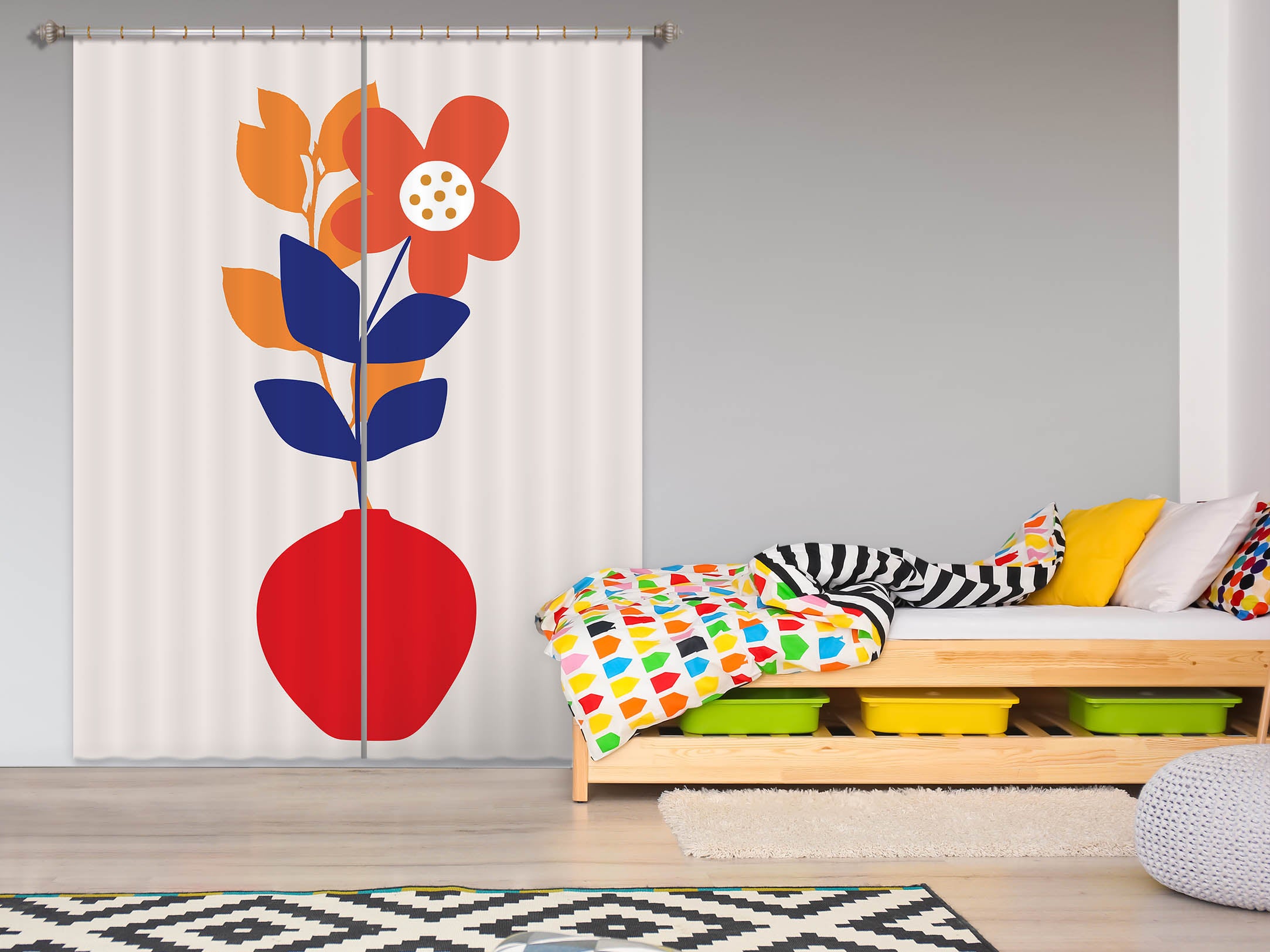 3D Colored Leaves 1128 Boris Draschoff Curtain Curtains Drapes