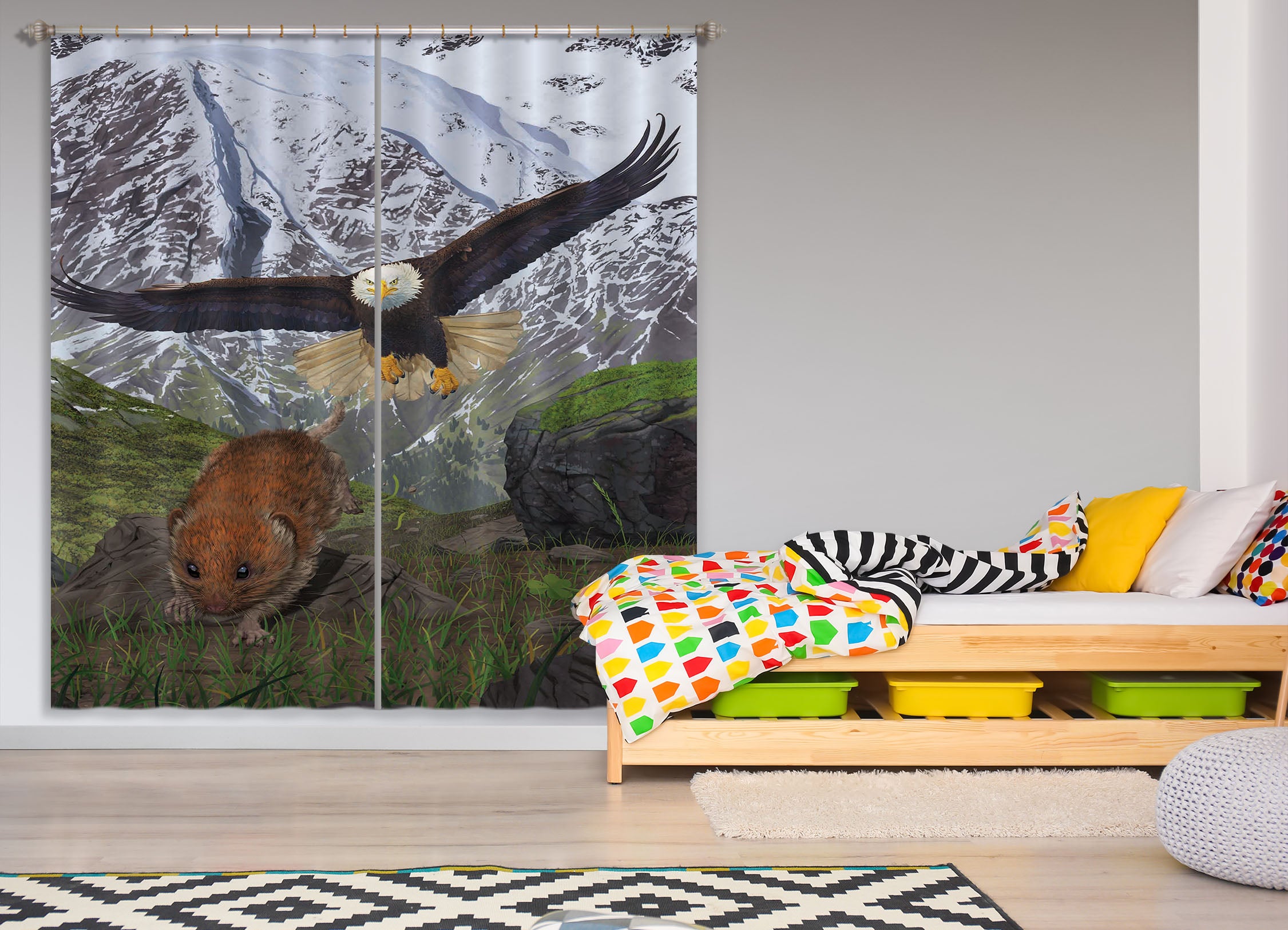 3D Eagle Flying 006 Vincent Hie Curtain Curtains Drapes