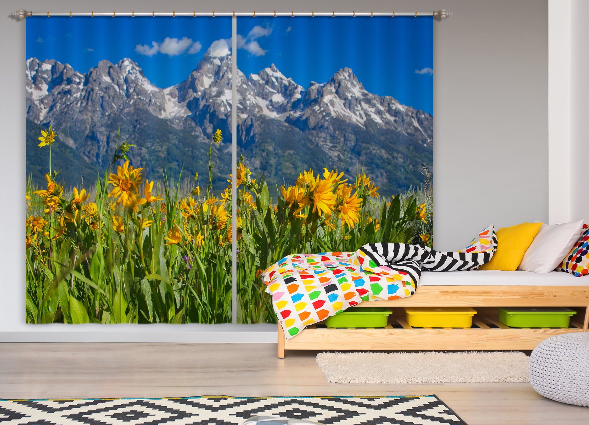 3D Mountain Wildflowers 062 Kathy Barefield Curtain Curtains Drapes