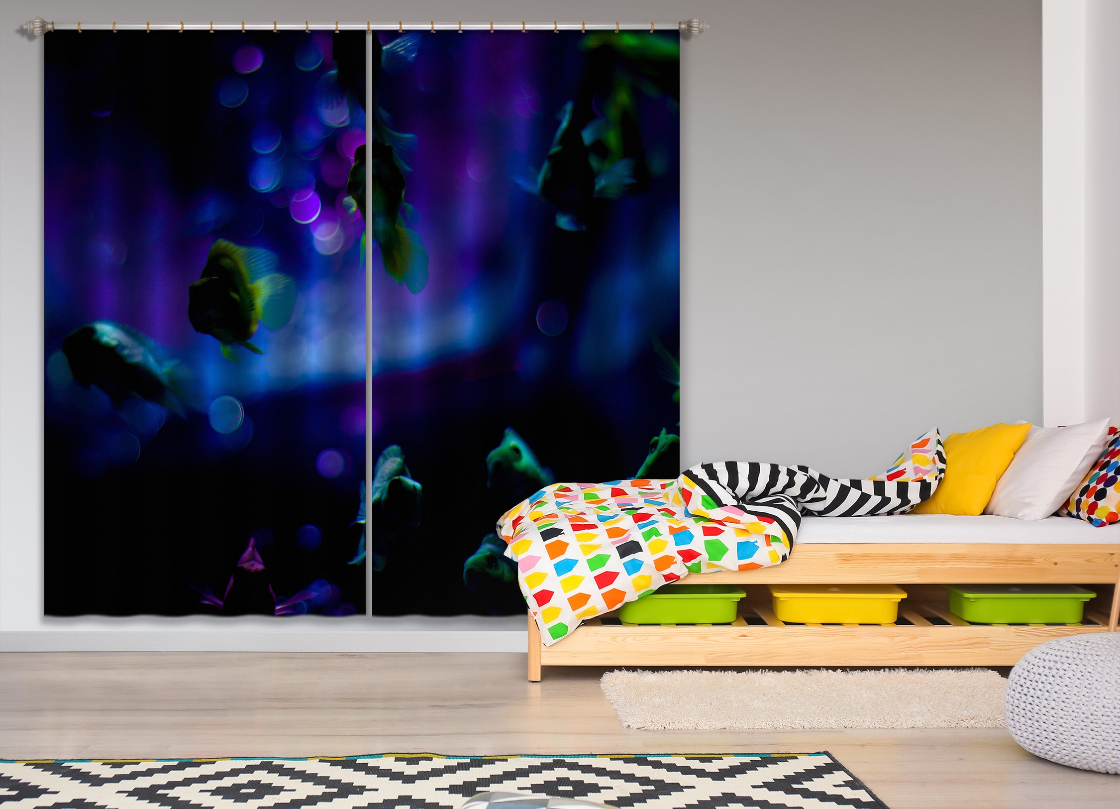 3D Purple Flowers 041 Noirblanc777 Curtain Curtains Drapes