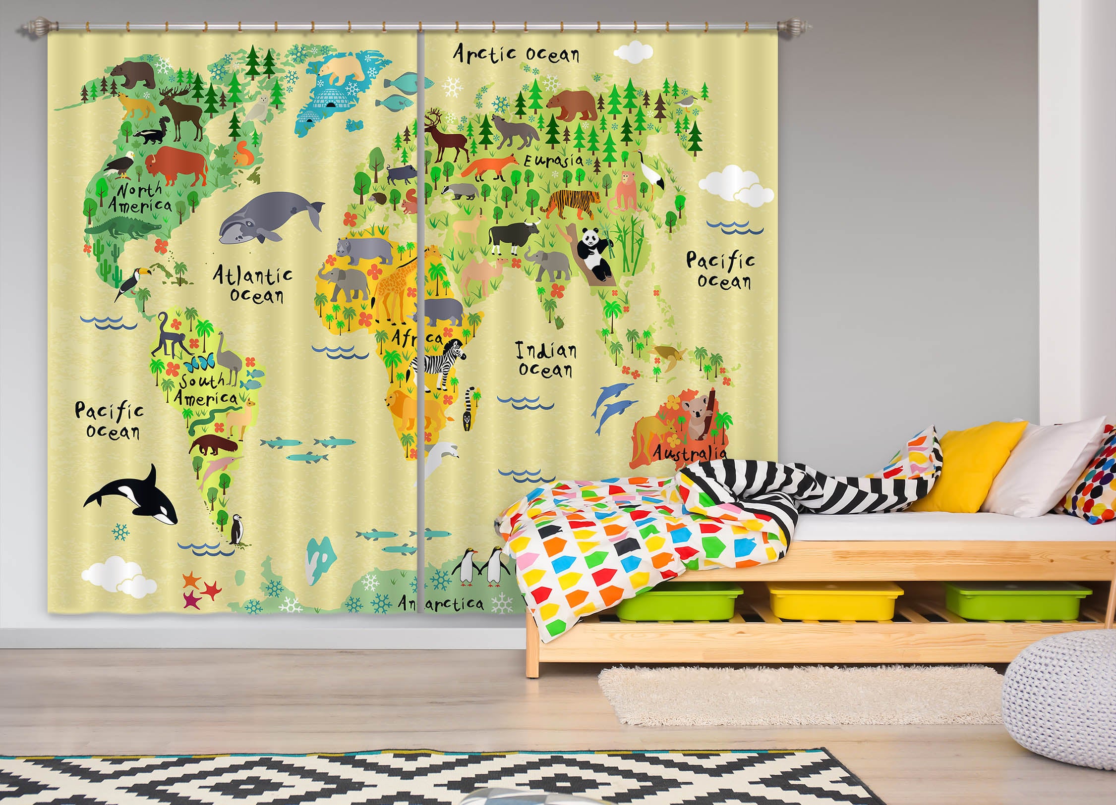 3D Forest Map 803 Curtains Drapes