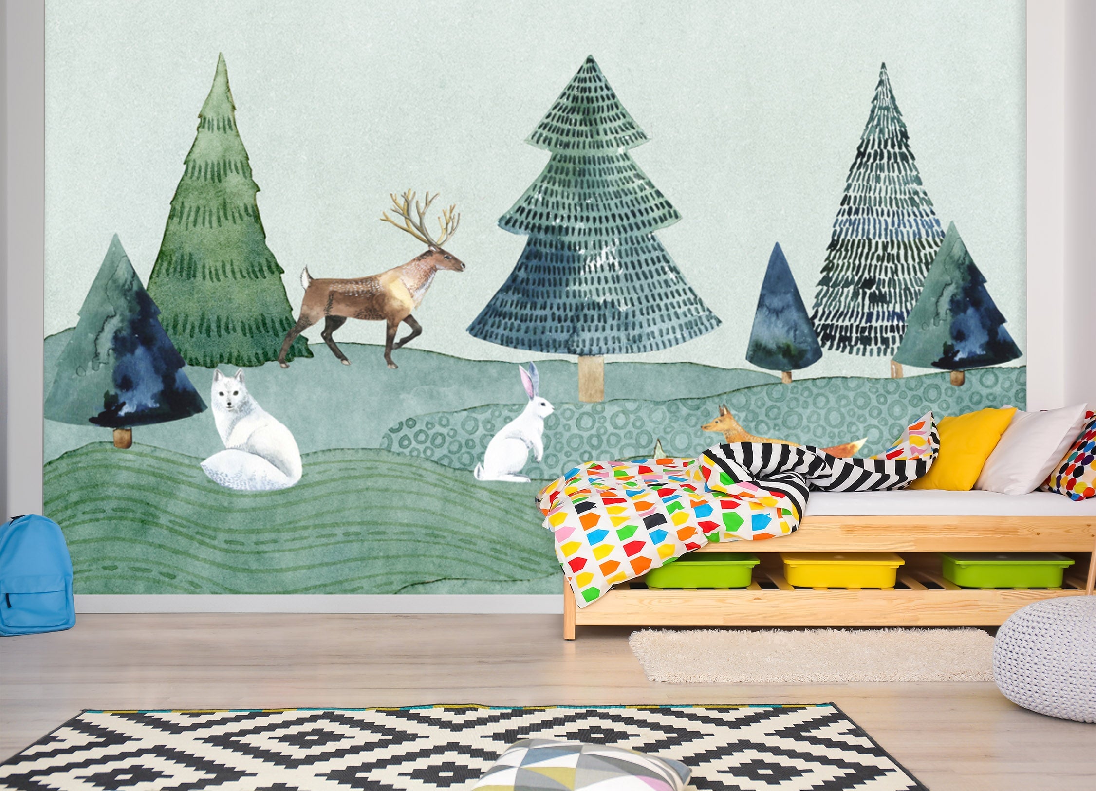 3D Rabbit Fox Deer 009 Wall Murals Wallpaper AJ Wallpaper 2