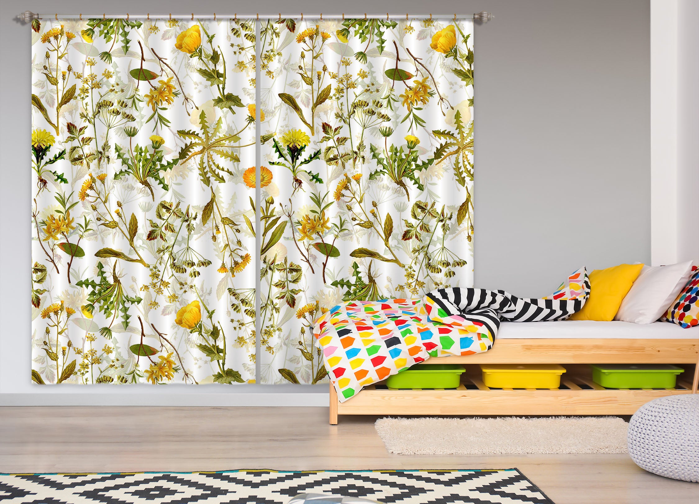 3D Sunflower Leaf 256 Uta Naumann Curtain Curtains Drapes