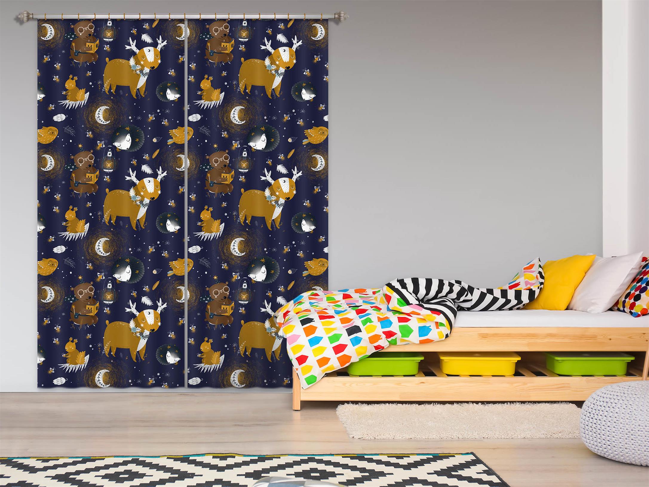 3D Reindeer Moon 147 Uta Naumann Curtain Curtains Drapes