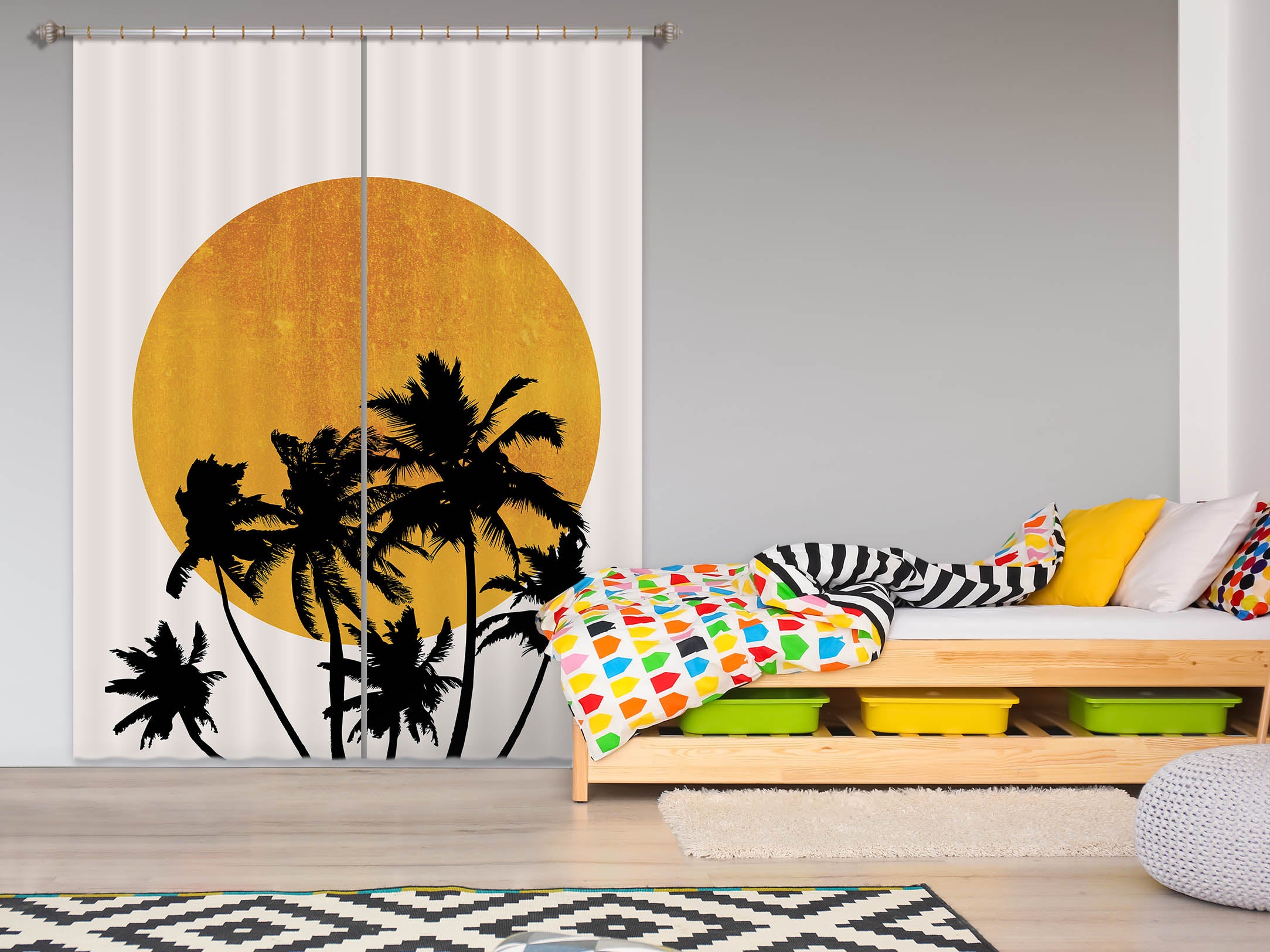 3D Miami Beach Sunset 1083 Boris Draschoff Curtain Curtains Drapes