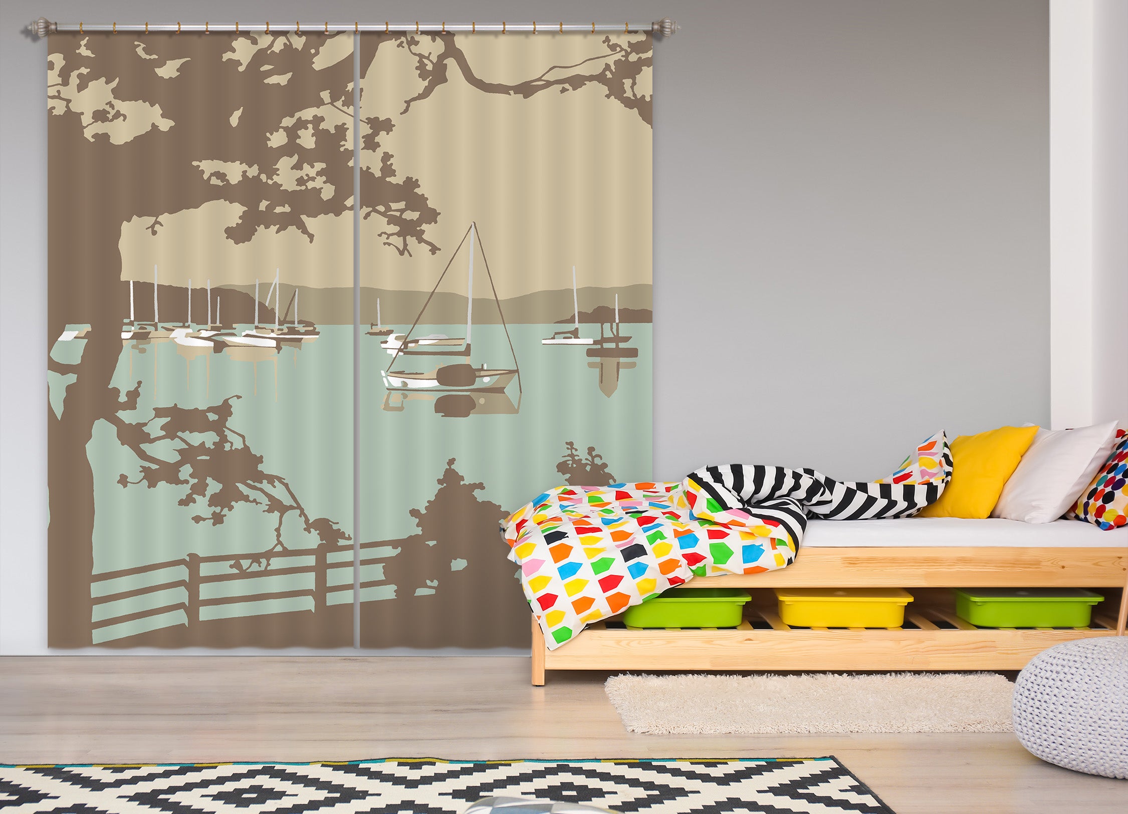 3D Poole Harbour View 134 Steve Read Curtain Curtains Drapes