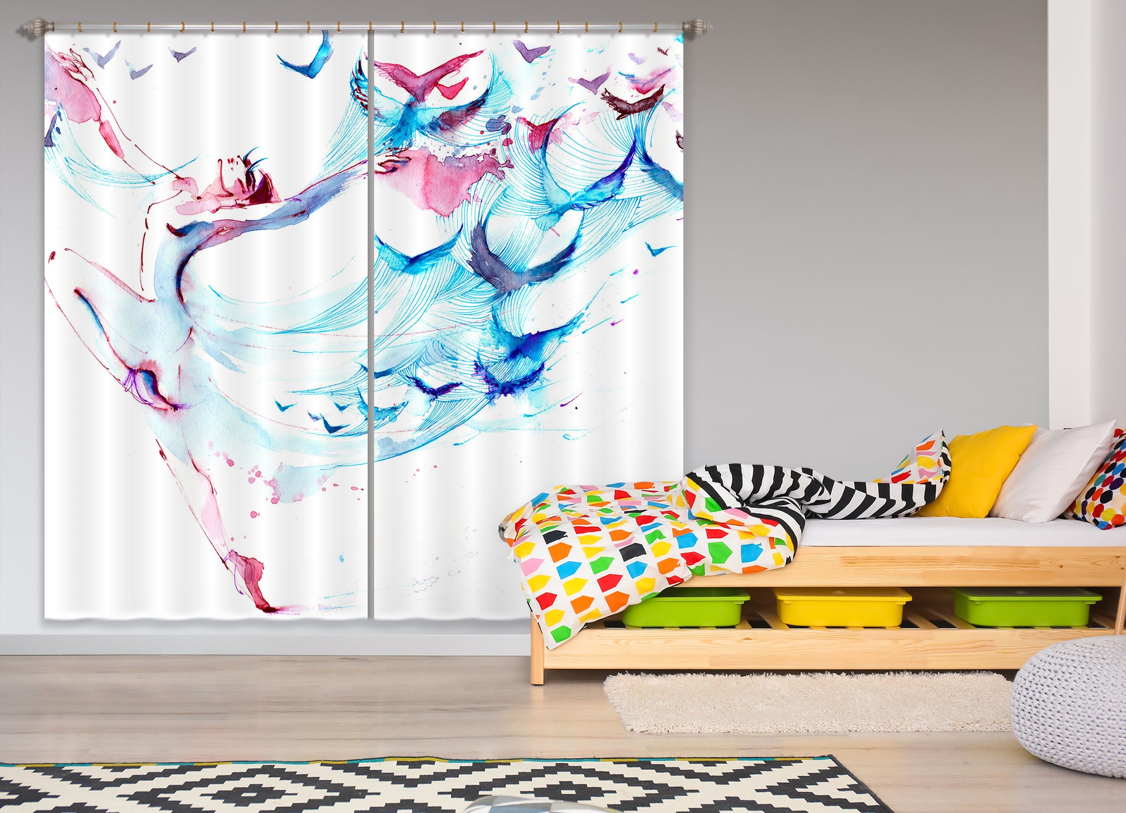3D Color Graffiti 839 Curtains Drapes