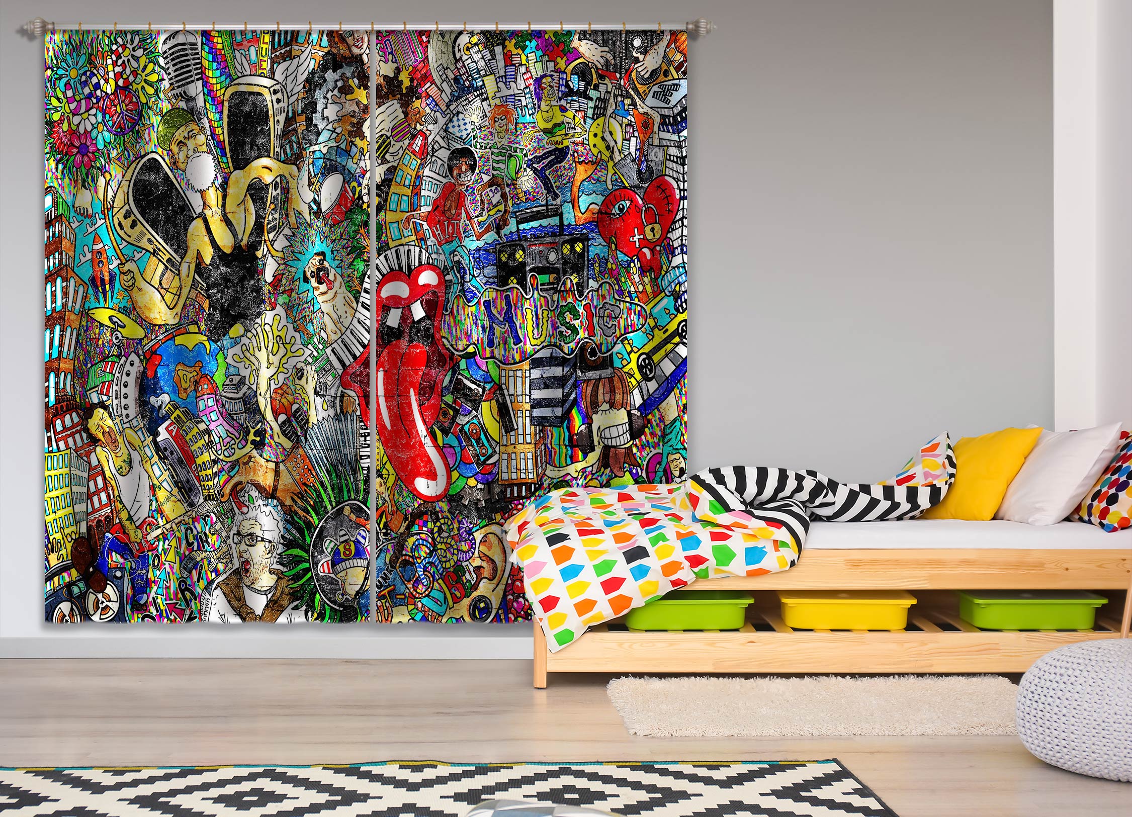 3D Old Man Painting 052 Curtains Drapes