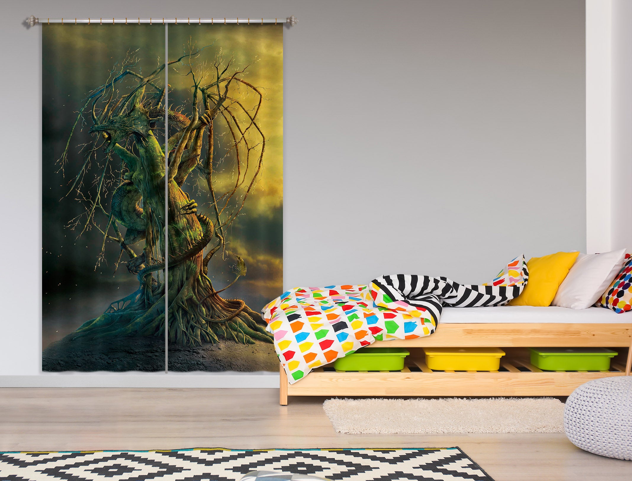 3D Tree Dragon 085 Vincent Hie Curtain Curtains Drapes