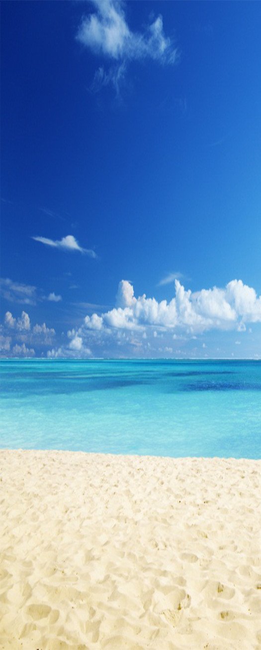 3D sandy beach The sea blue sky door mural Wallpaper AJ Wallpaper