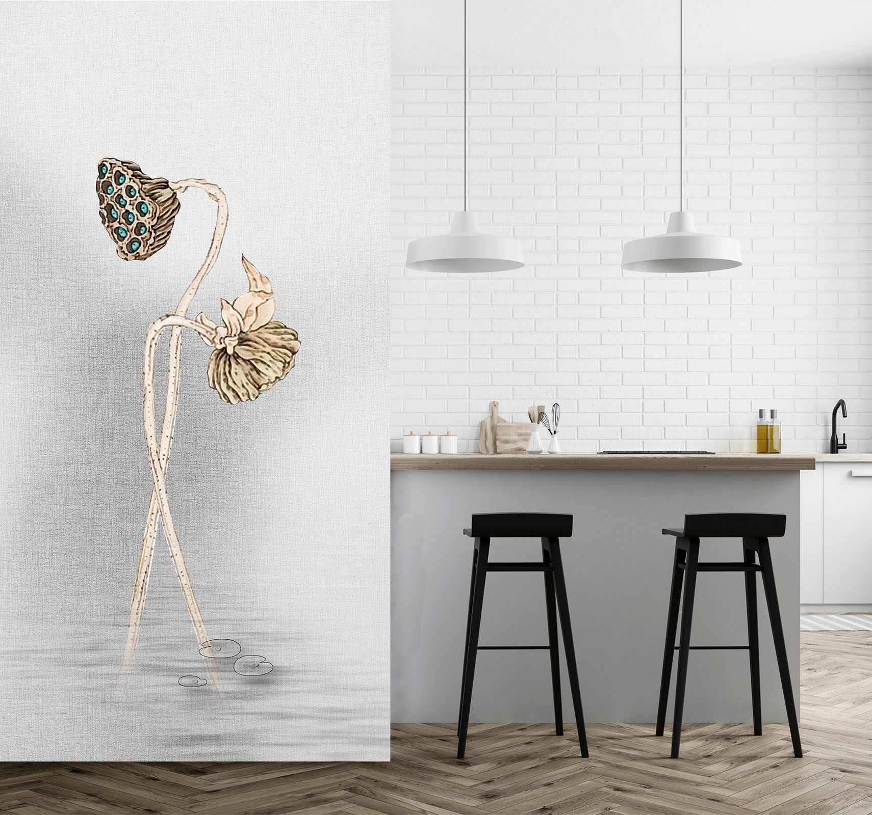 3D Withered Lotus 1813 Wall Murals