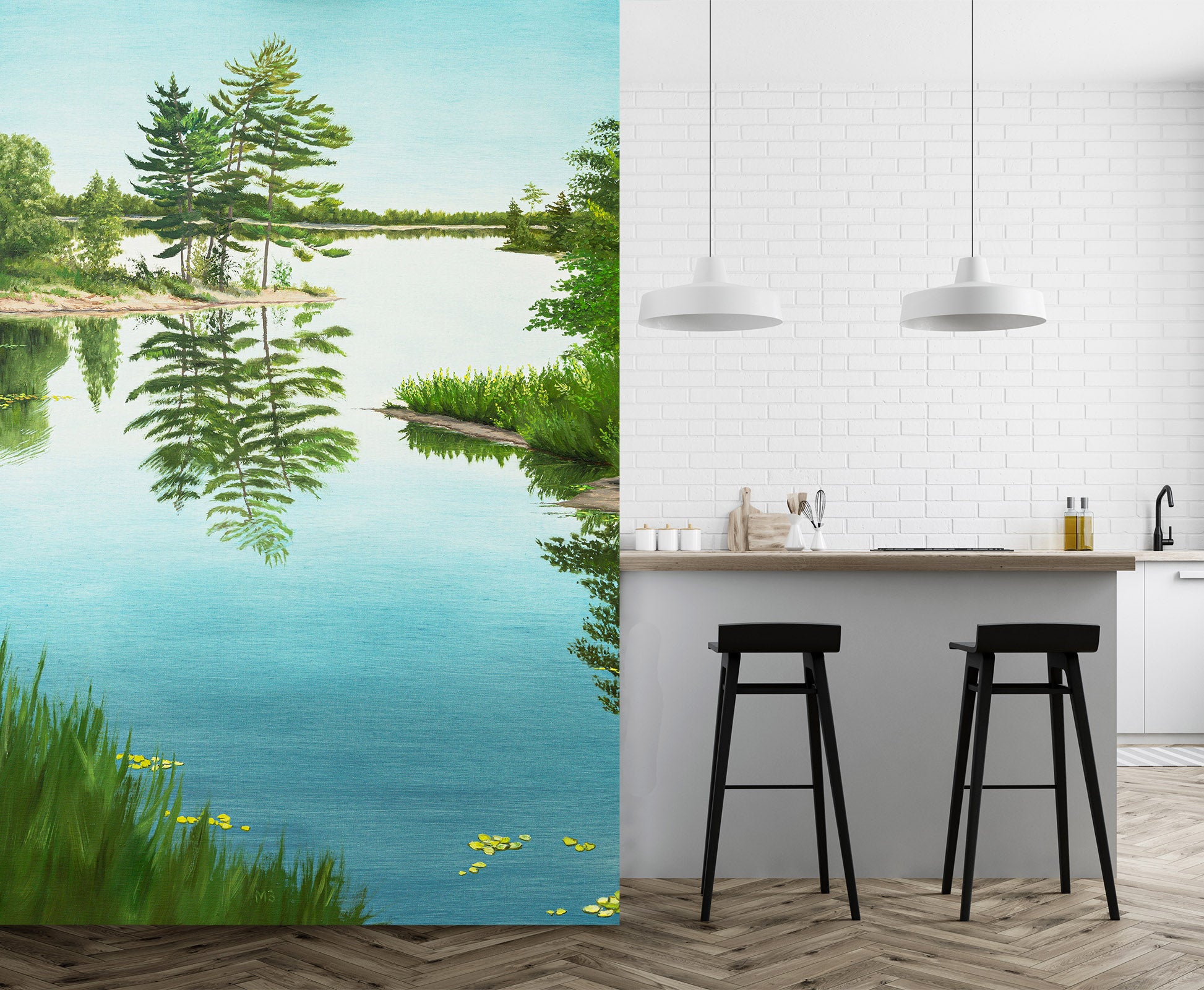 3D Lake Tree 1863 Marina Zotova Wall Mural Wall Murals