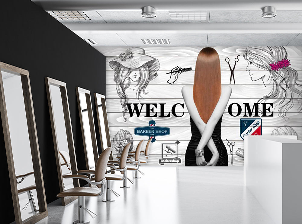 3D Girl With Long Hair 1572 Wall Murals