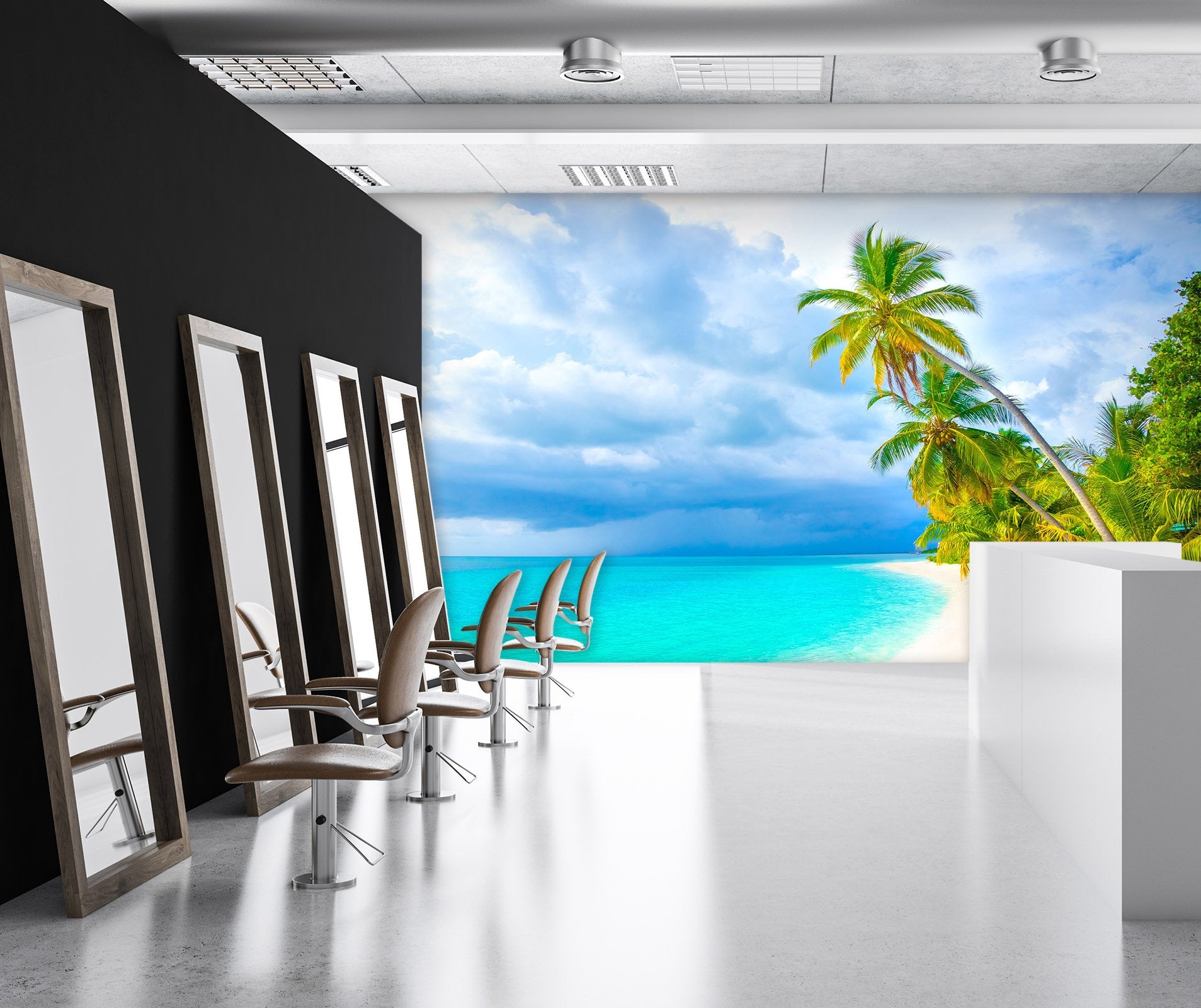 3D Beach Sea Tree 084 Wall Murals Wallpaper AJ Wallpaper 2