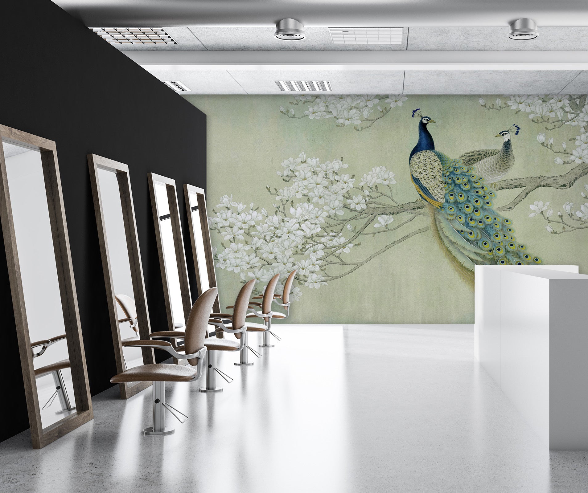 3D Peacock Flowers 398 Wall Murals