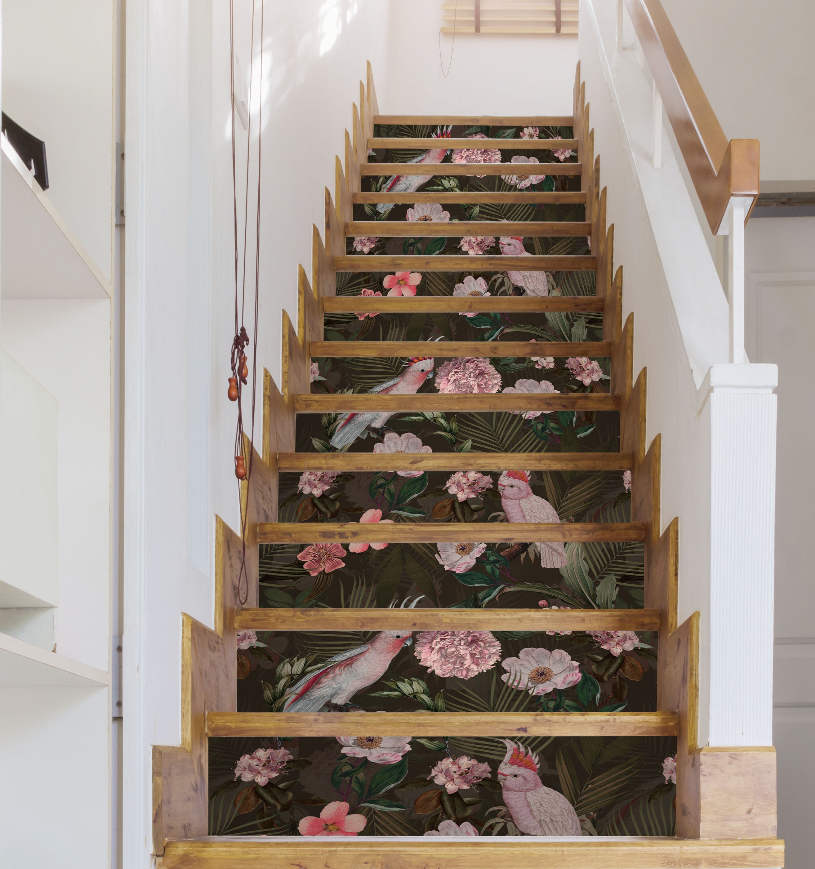 3D Pink Parrot Flower 10408 Uta Naumann Stair Risers