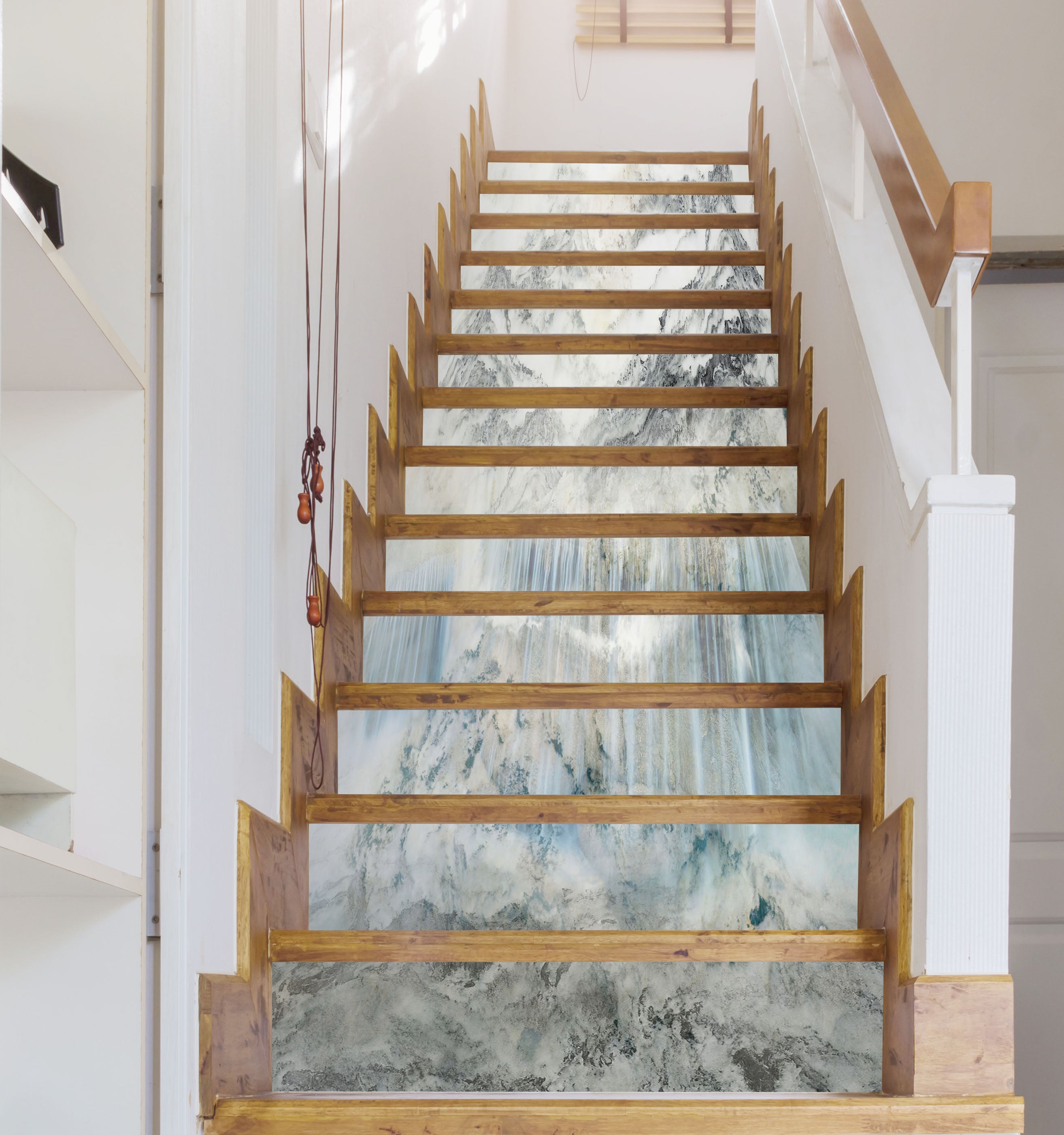 3D Surging Tall Waterfall 544 Stair Risers