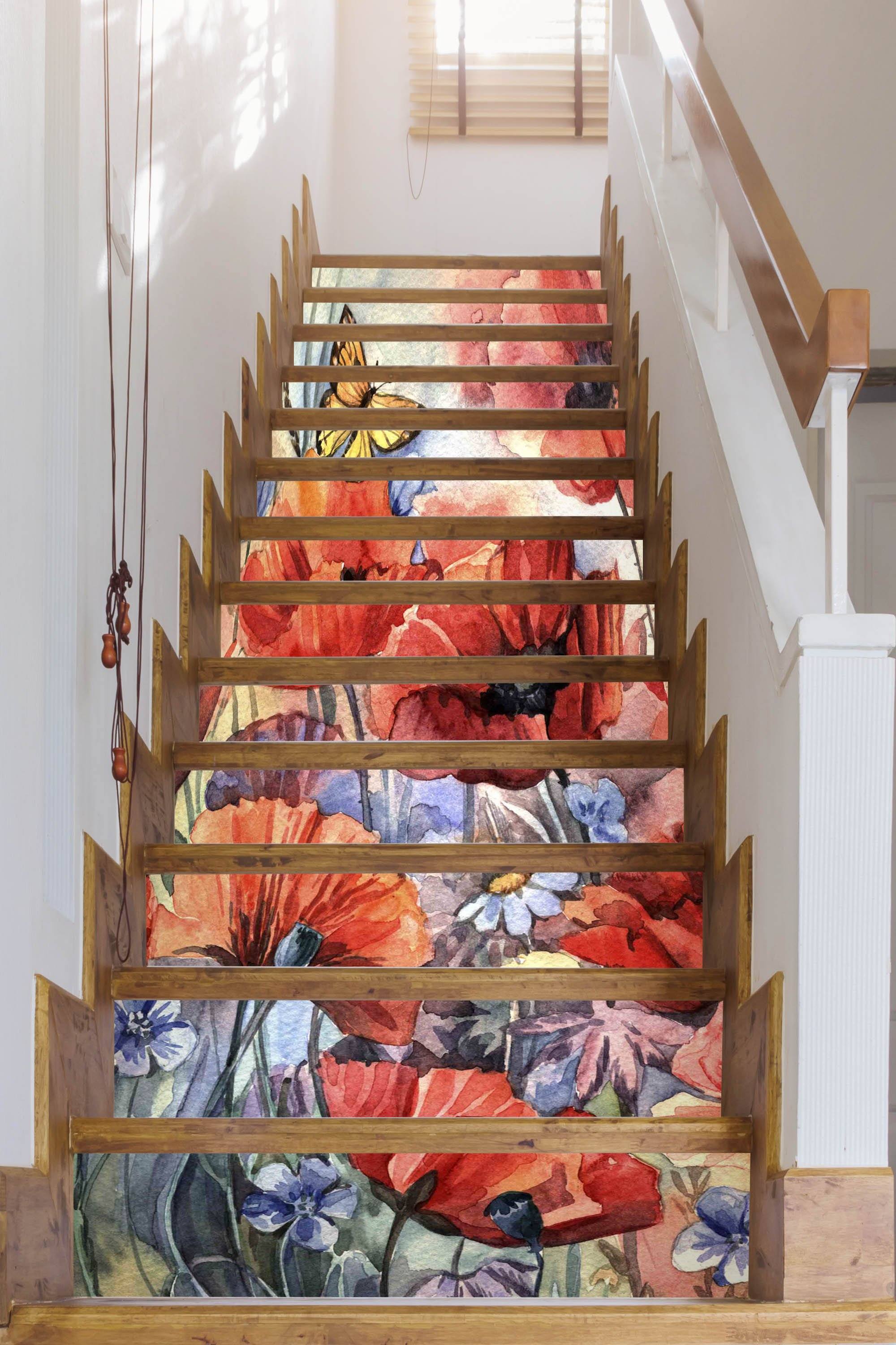 3D Flowers 746 Stair Risers Wallpaper AJ Wallpaper