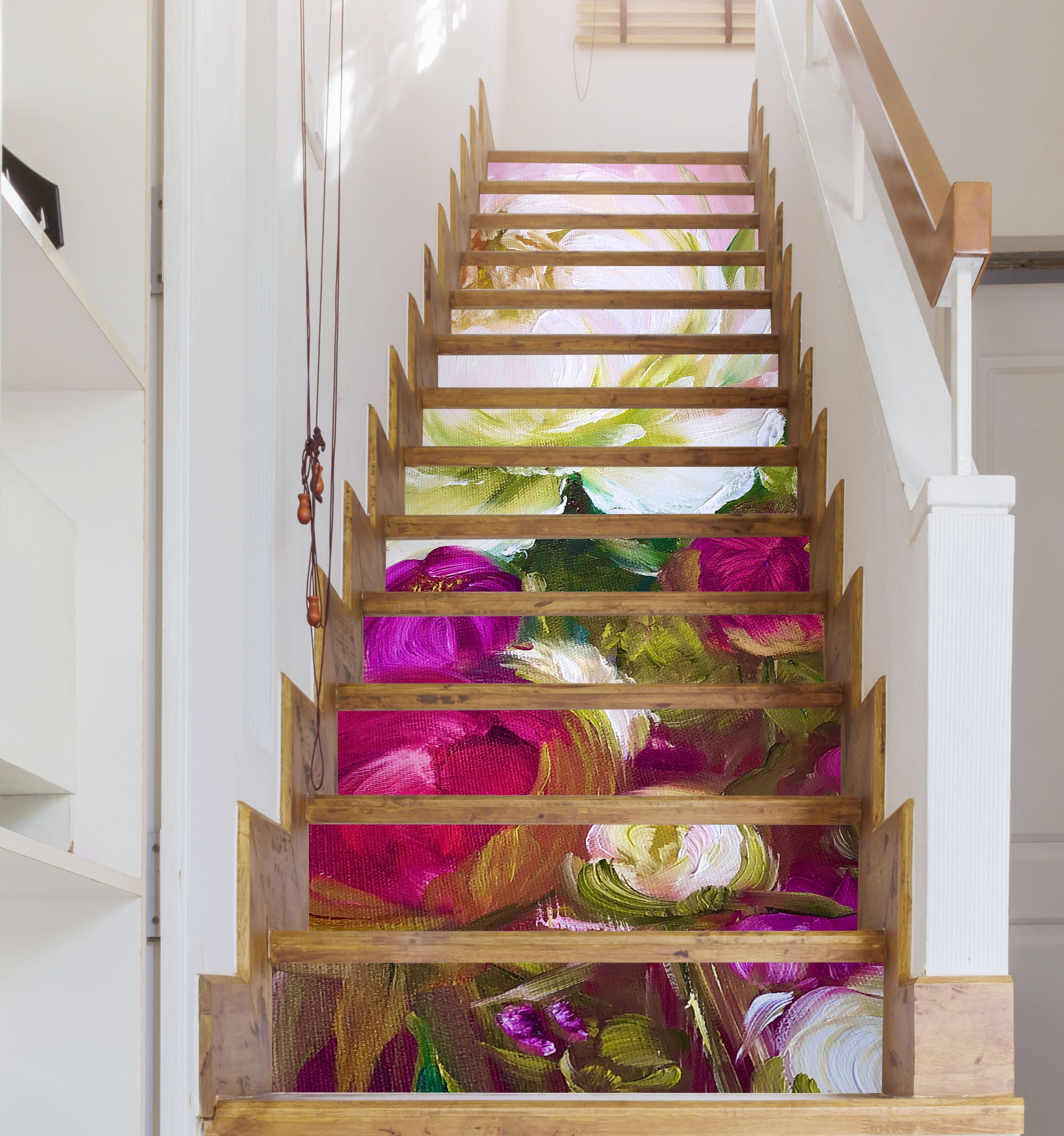 3D Red White Rose 2035 Skromova Marina Stair Risers