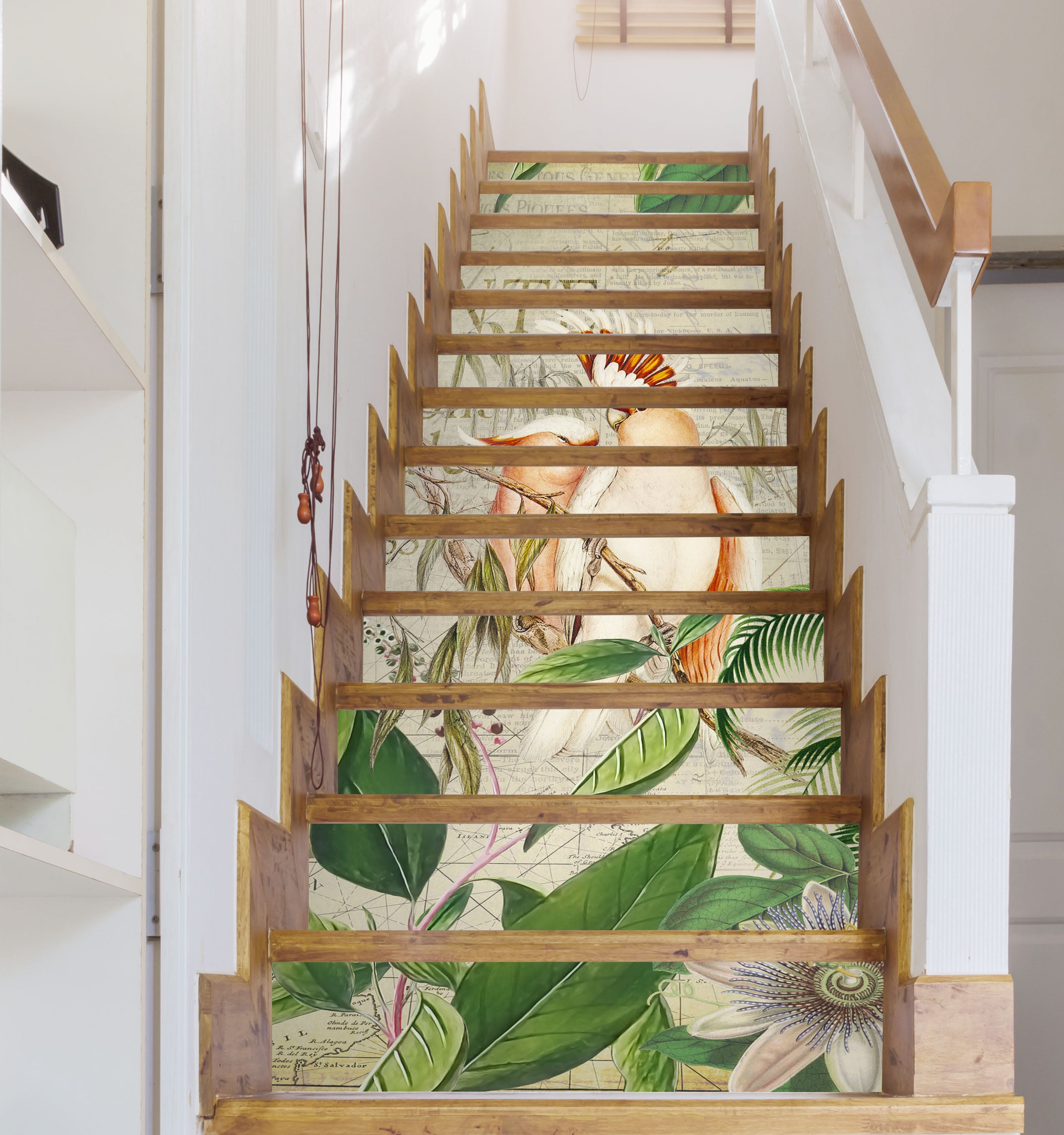 3D Parrot Green Leaves 11052 Andrea Haase Stair Risers