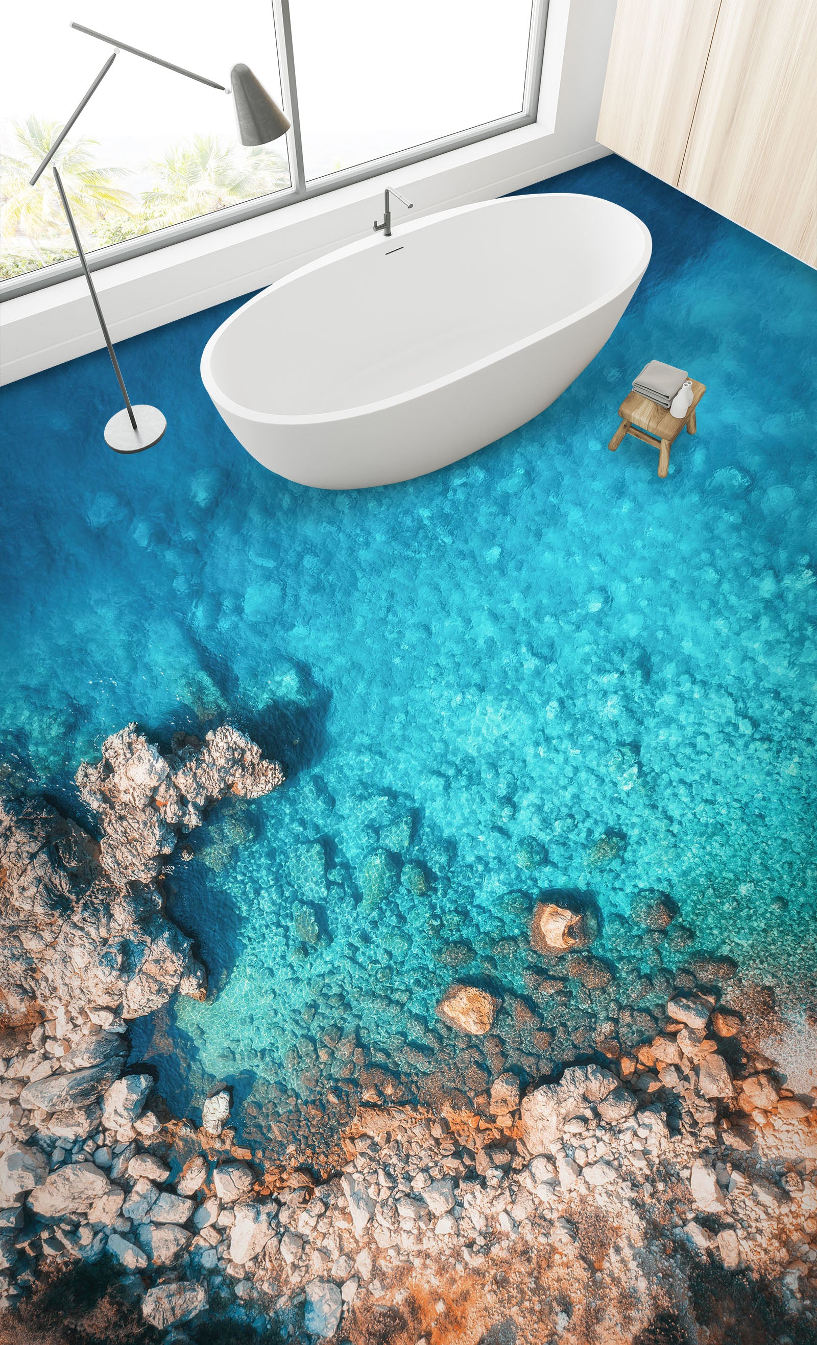 3D Blue Shallow Sea 286 Floor Mural