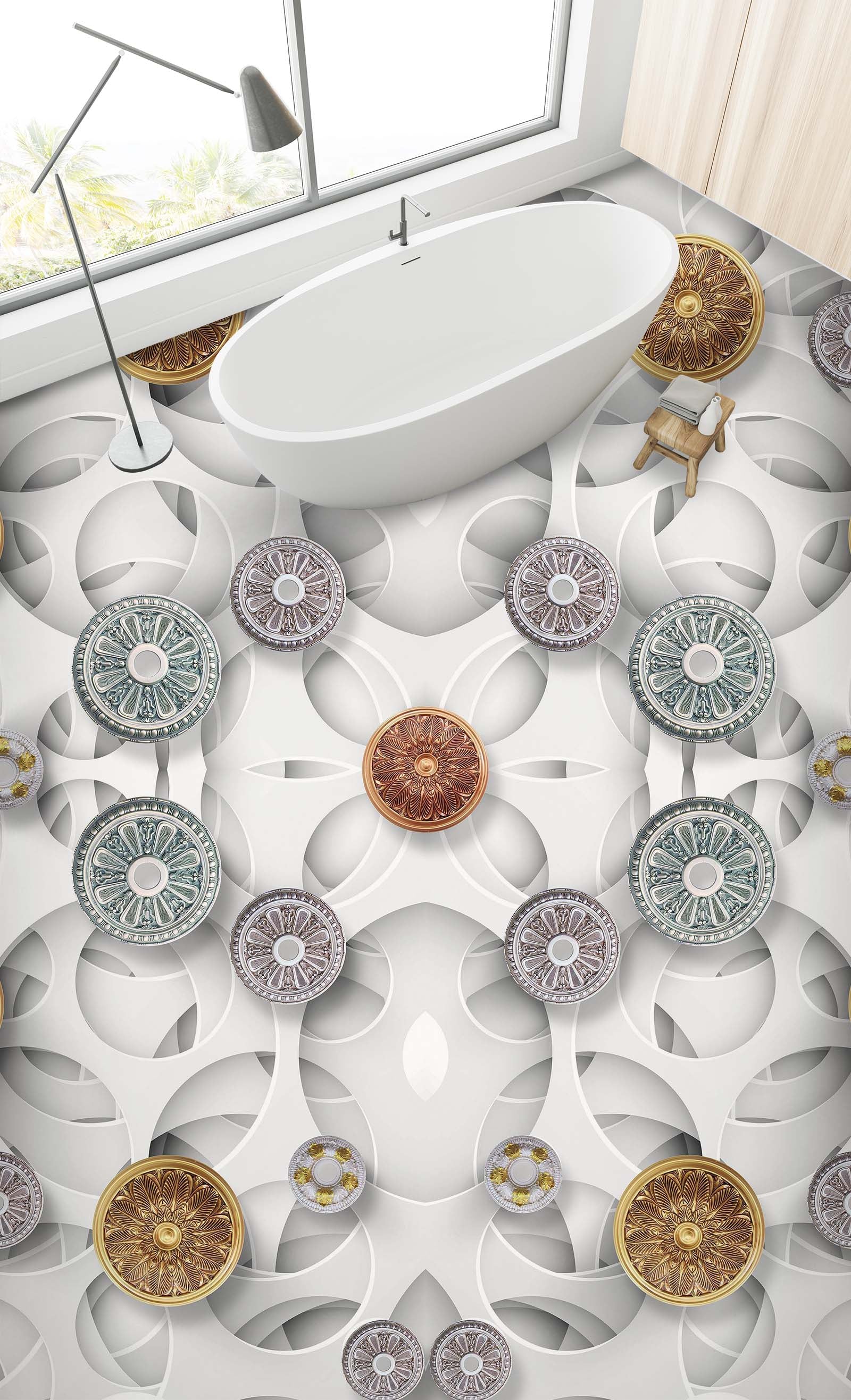 3D Hub Flower Pattern 896 Floor Mural Wallpaper Murals Rug & Mat Print Epoxy waterproof bath floor