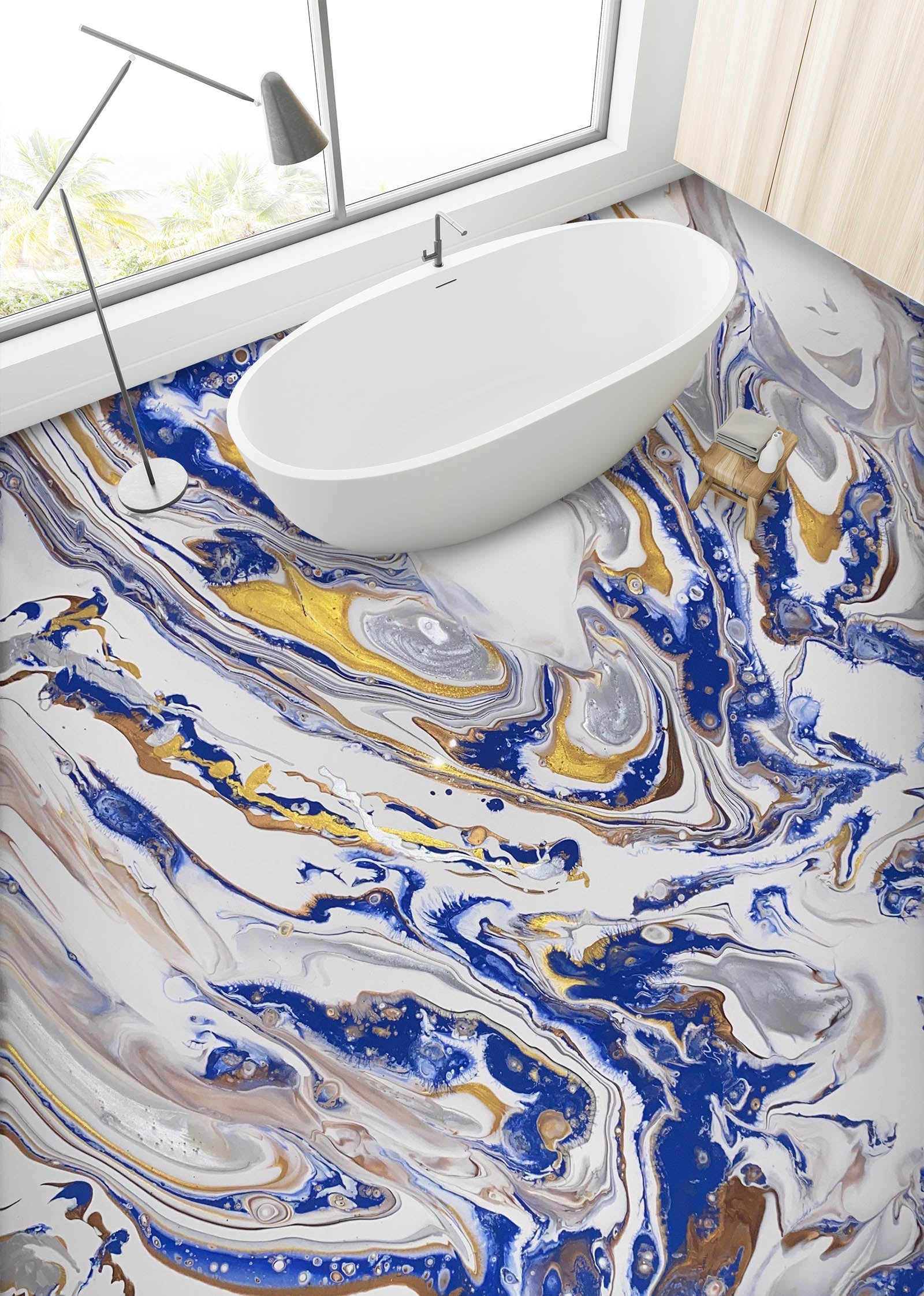 3D Blue Grey Texture 98195 Valerie Latrice Floor Mural Wallpaper Murals Self-Adhesive Removable Print Epoxy