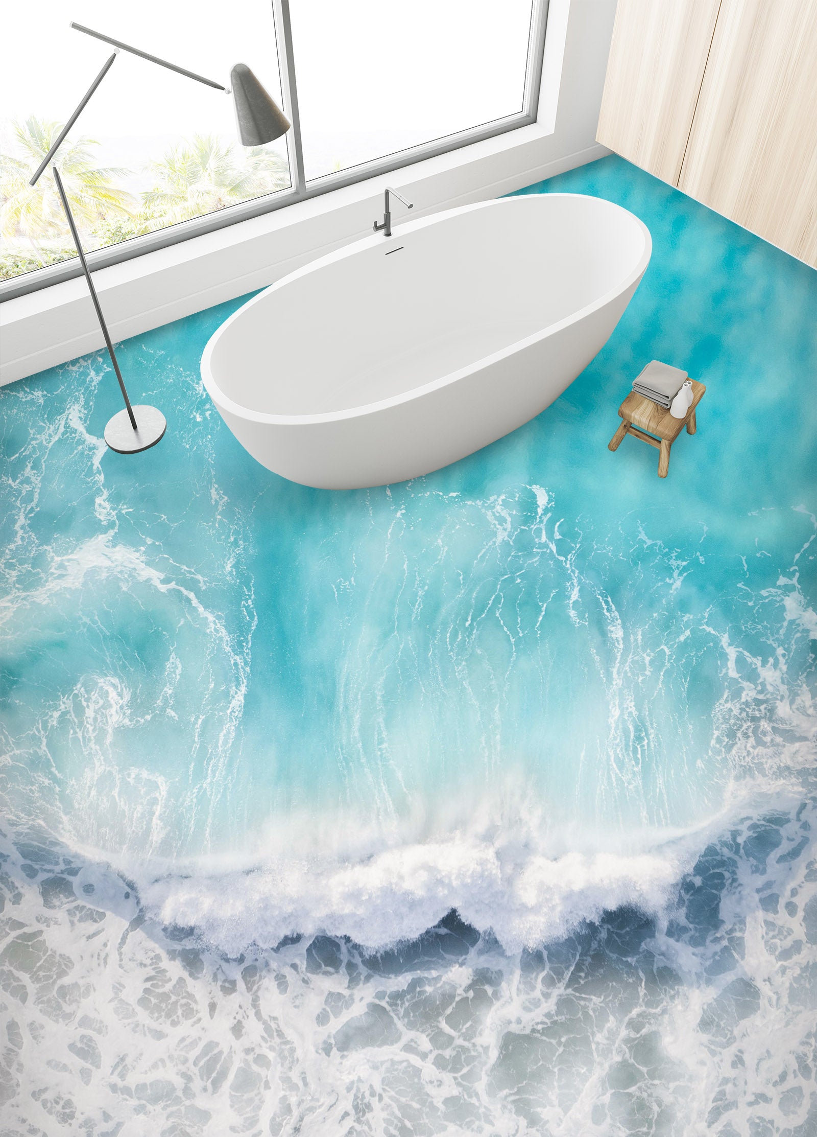 3D Summer Waves 295 Floor Mural Wallpaper Murals Rug & Mat Print Epoxy waterproof bath floor