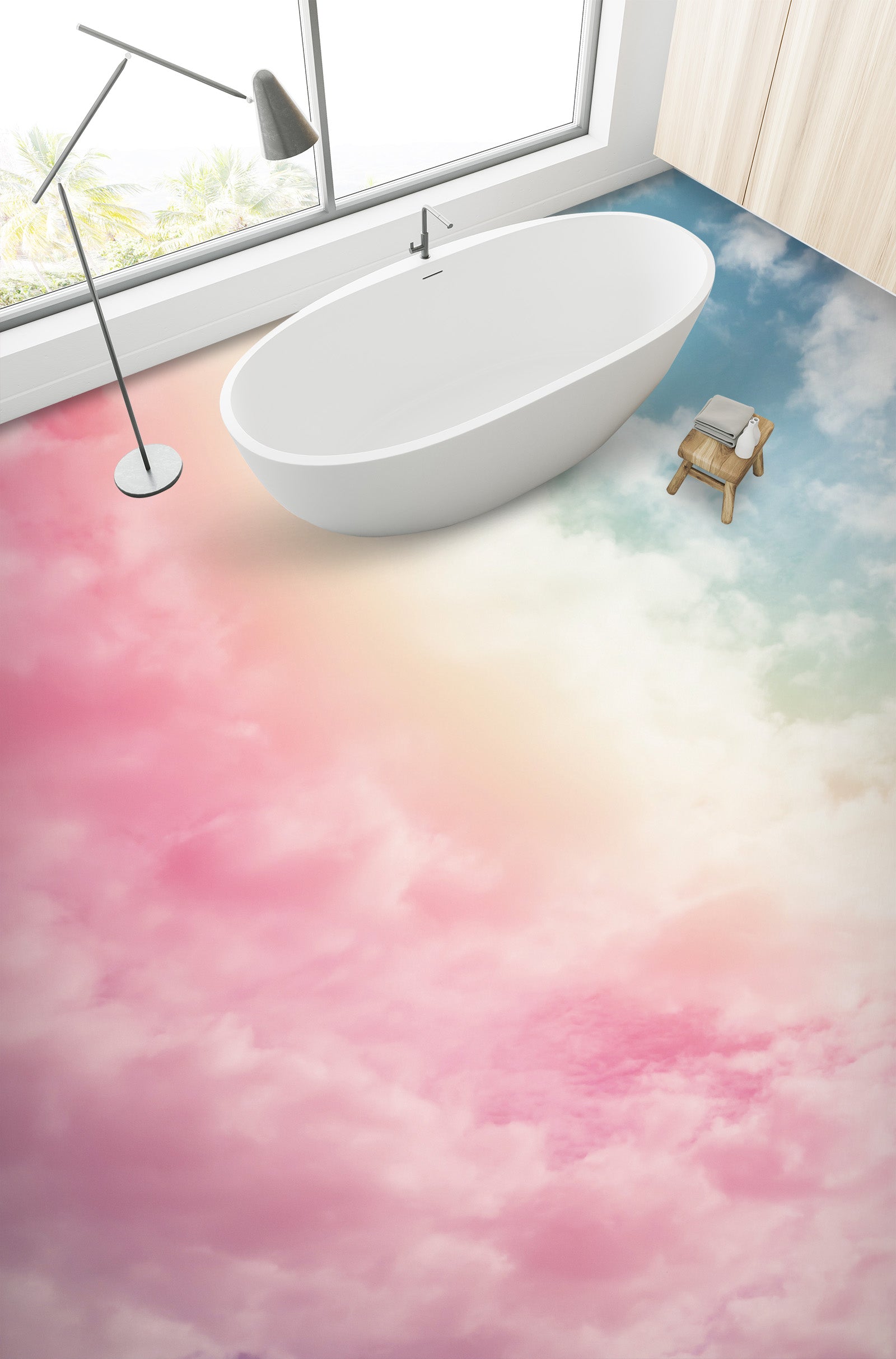 3D Sweet Pink Clouds 701 Floor Mural Wallpaper Murals Rug & Mat Print Epoxy waterproof bath floor