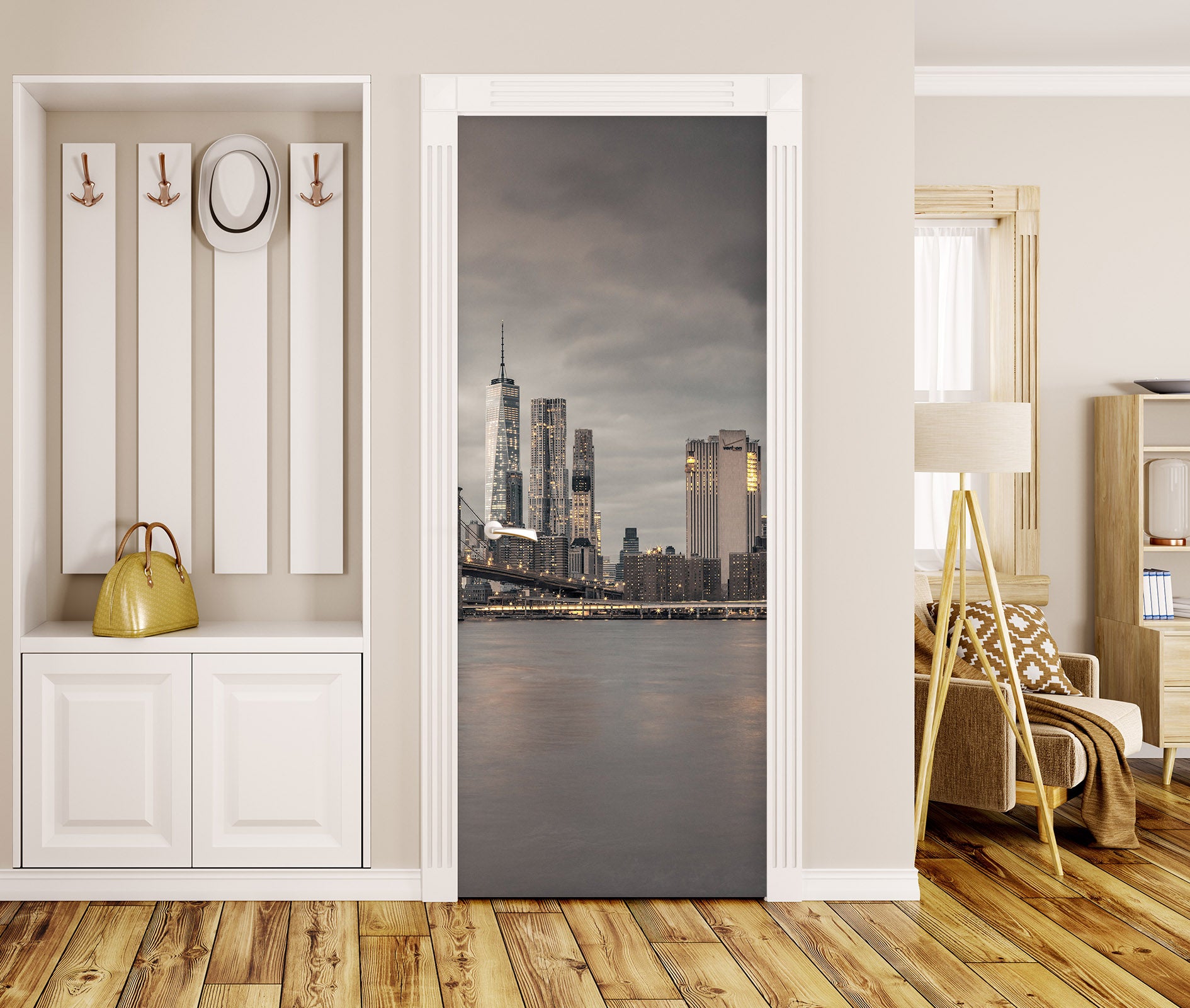 3D Grey River Building 106124 Assaf Frank Door Mural