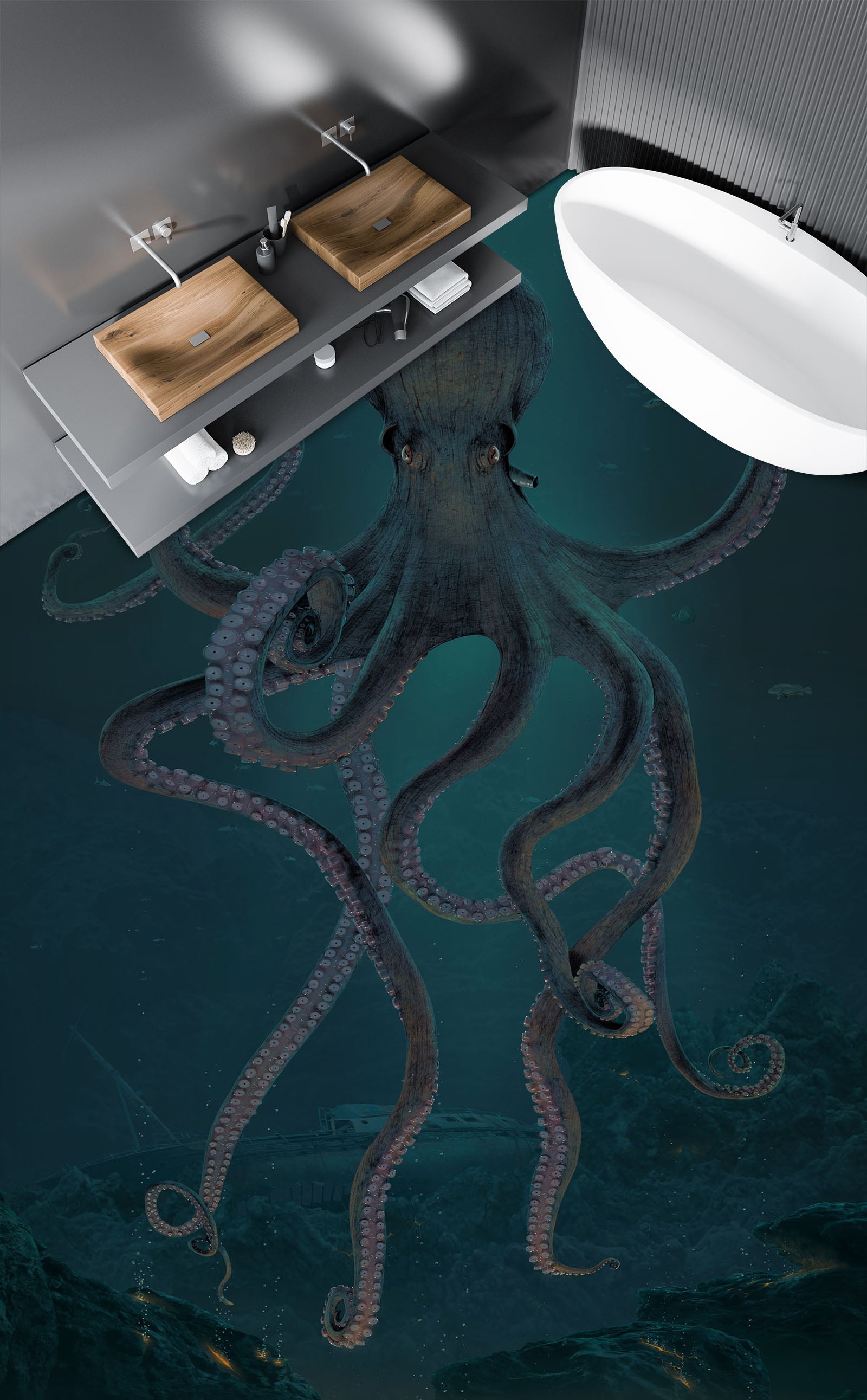 3D Octopus 98180 Vincent Floor Mural Wallpaper Murals Self-Adhesive Removable Print Epoxy