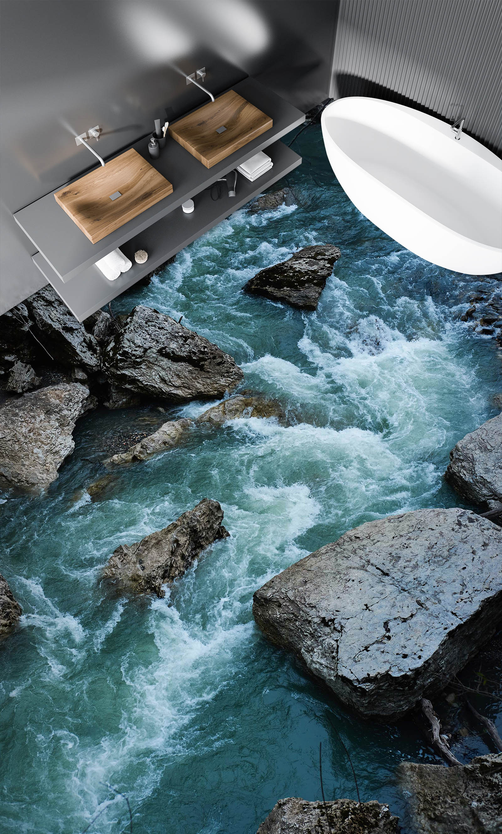 3D Rushing Lake 904 Floor Mural Wallpaper Murals Rug & Mat Print Epoxy waterproof bath floor