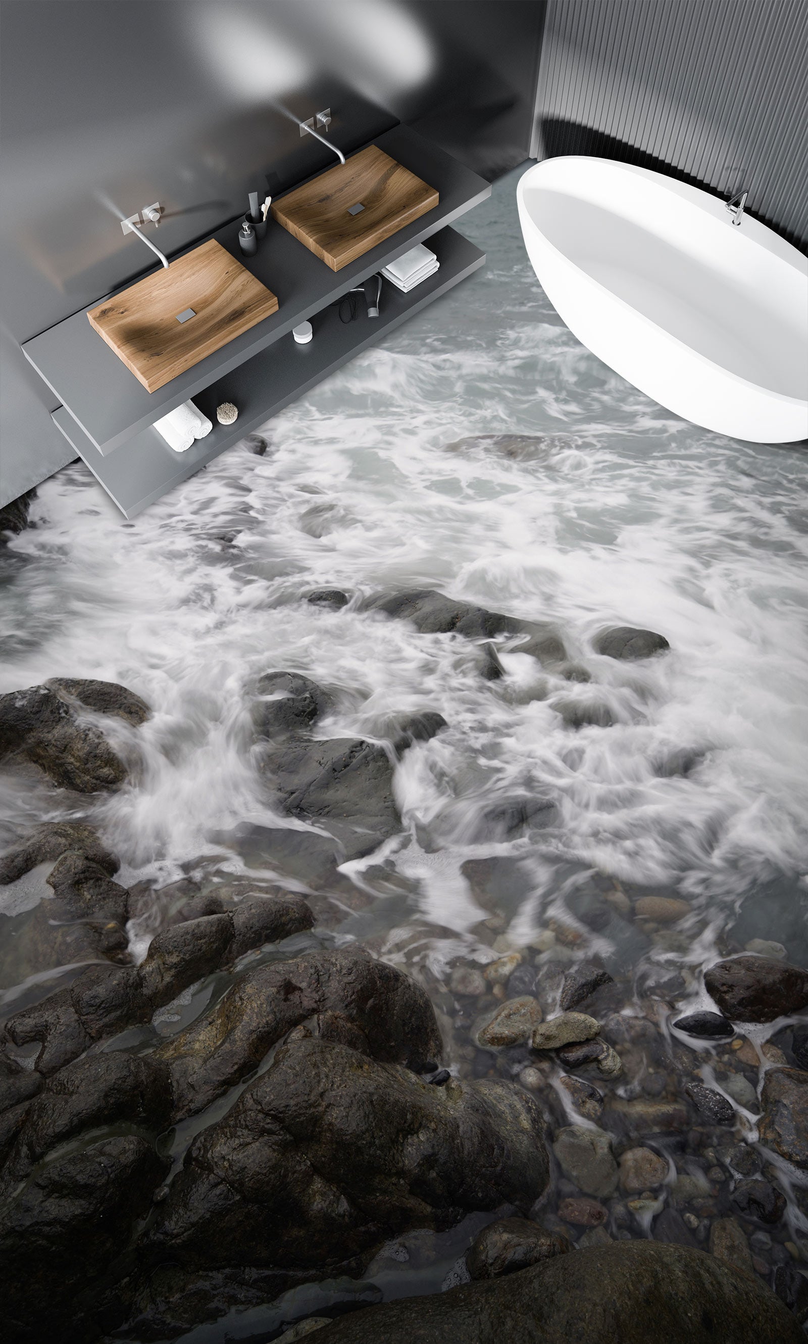 3D Grey Sea 179 Floor Mural Wallpaper Murals Rug & Mat Print Epoxy waterproof bath floor