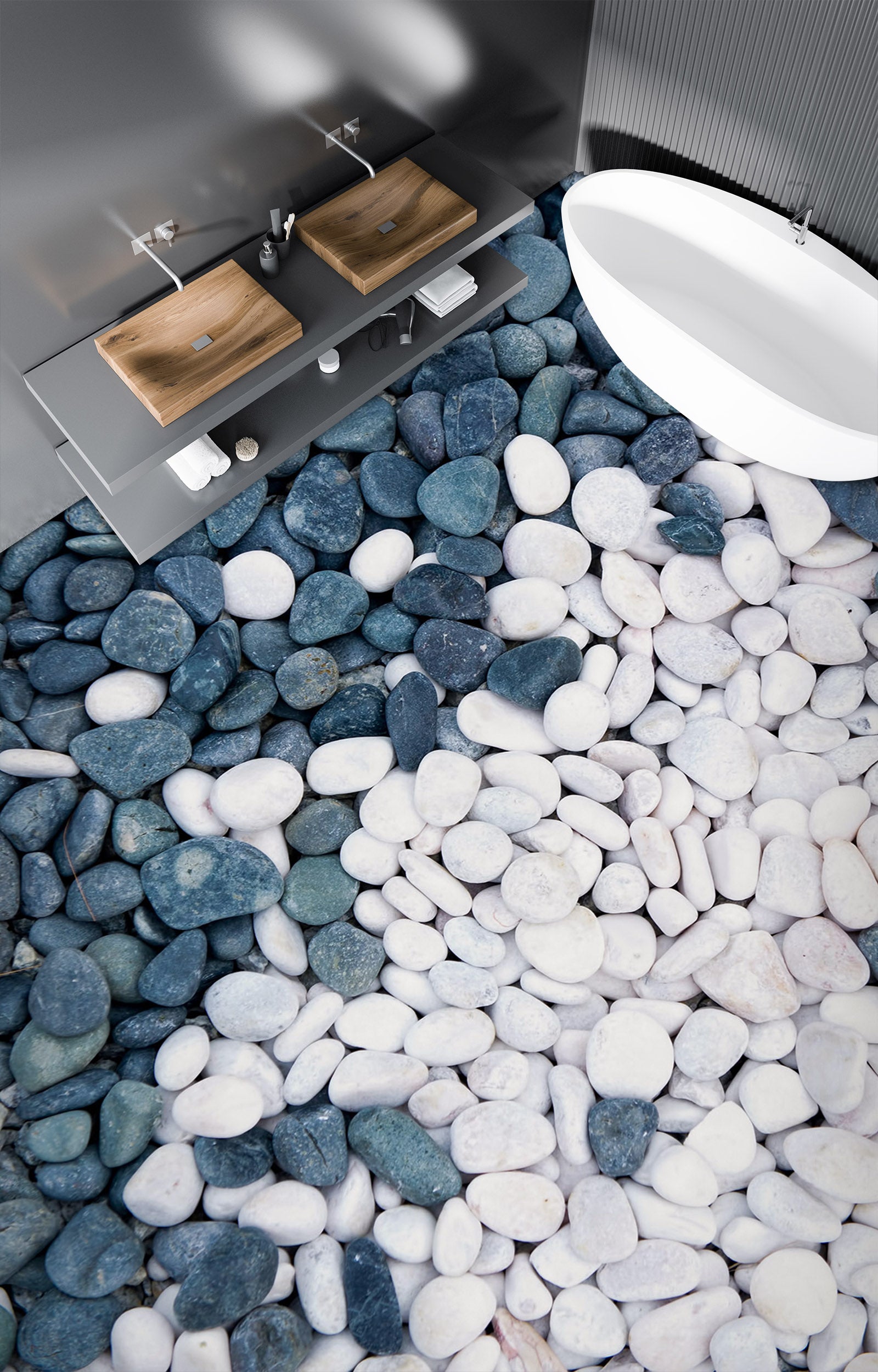 3D Blue And White Pebbles 884 Floor Mural Wallpaper Murals Rug & Mat Print Epoxy waterproof bath floor