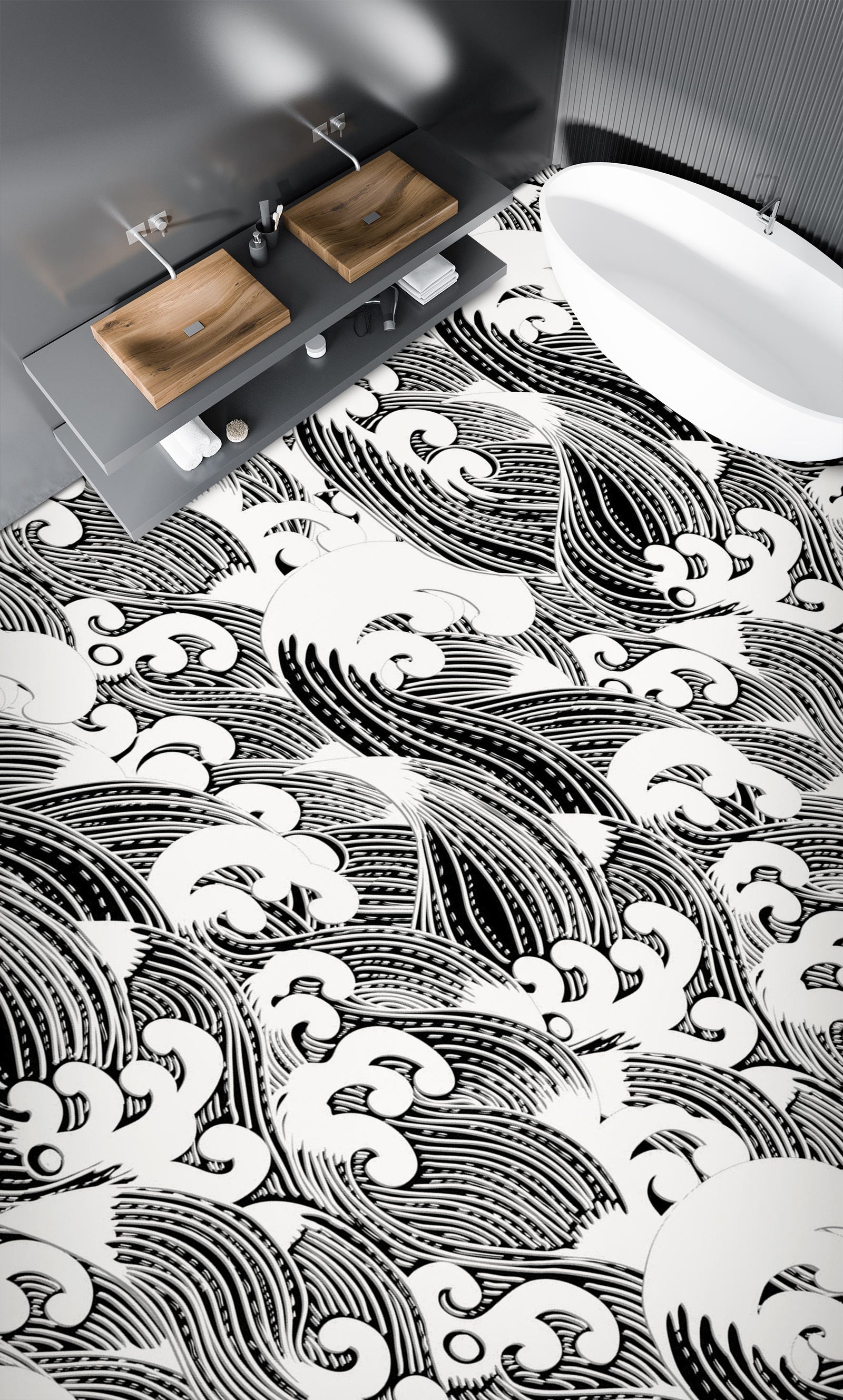 3D Black And White Spray Painting 1117 Floor Mural Wallpaper Murals Self-Adhesive Removable Print Epoxy