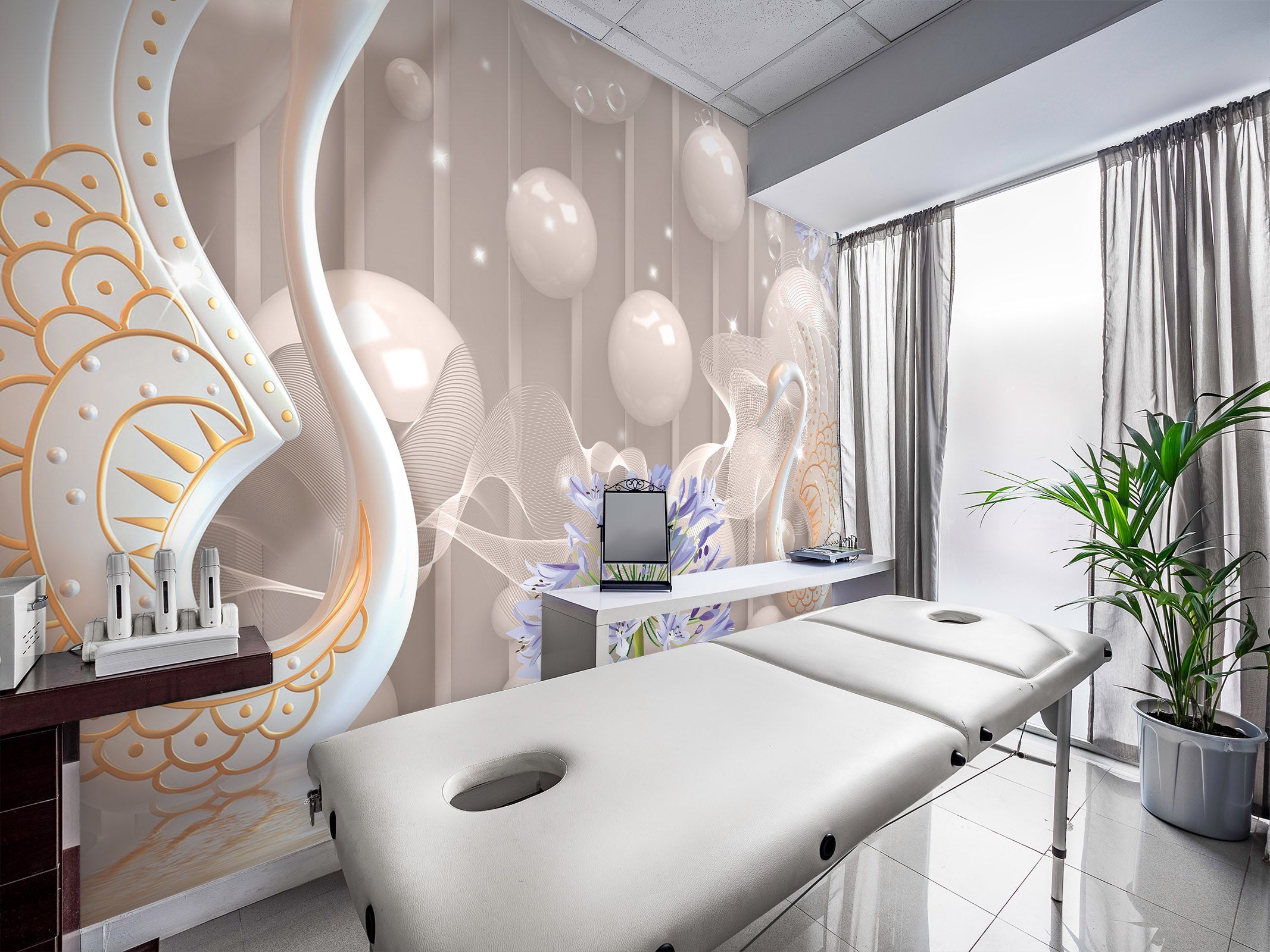 3D Swan Vase 096 Wall Murals Wallpaper AJ Wallpaper 2