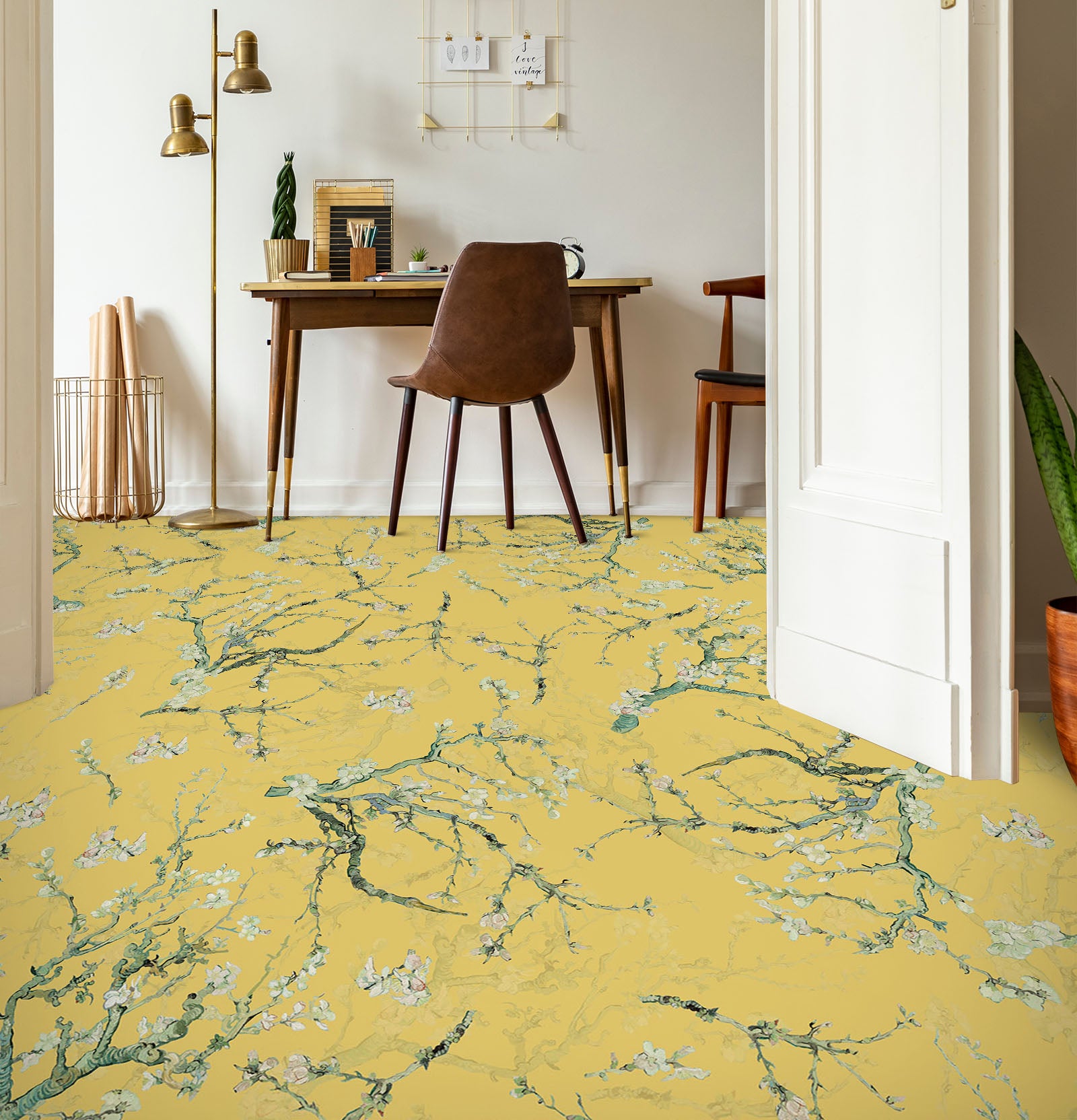 3D Flower Branch 10002 Uta Naumann Floor Mural Wallpaper Murals Self-Adhesive Removable Print Epoxy