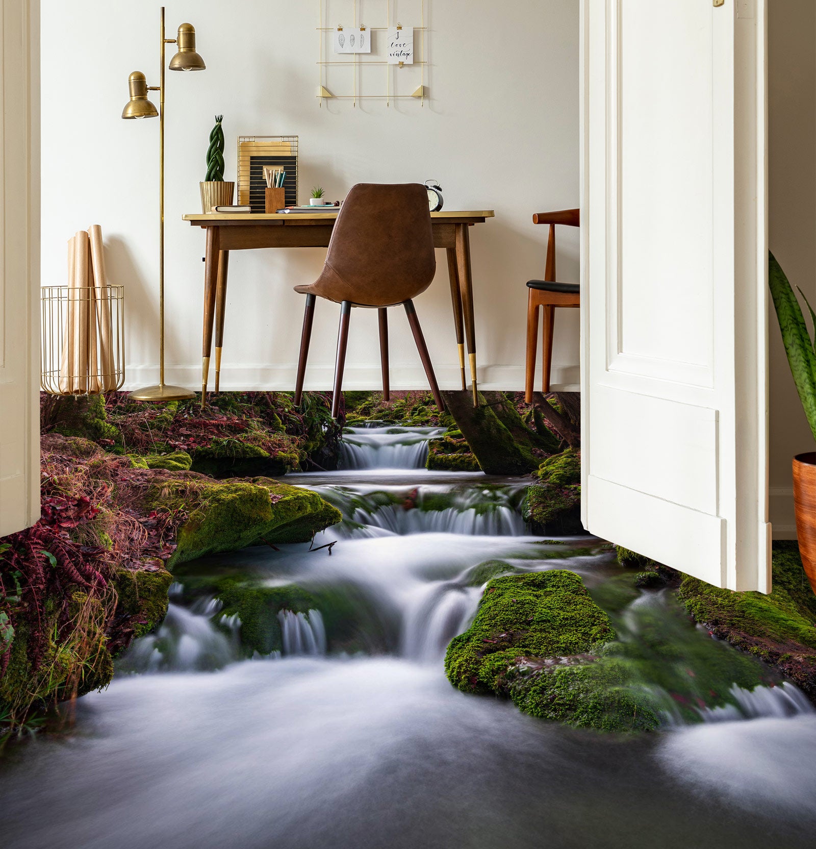 3D Cool Green And River 1074 Floor Mural Wallpaper Murals Self-Adhesive Removable Print Epoxy