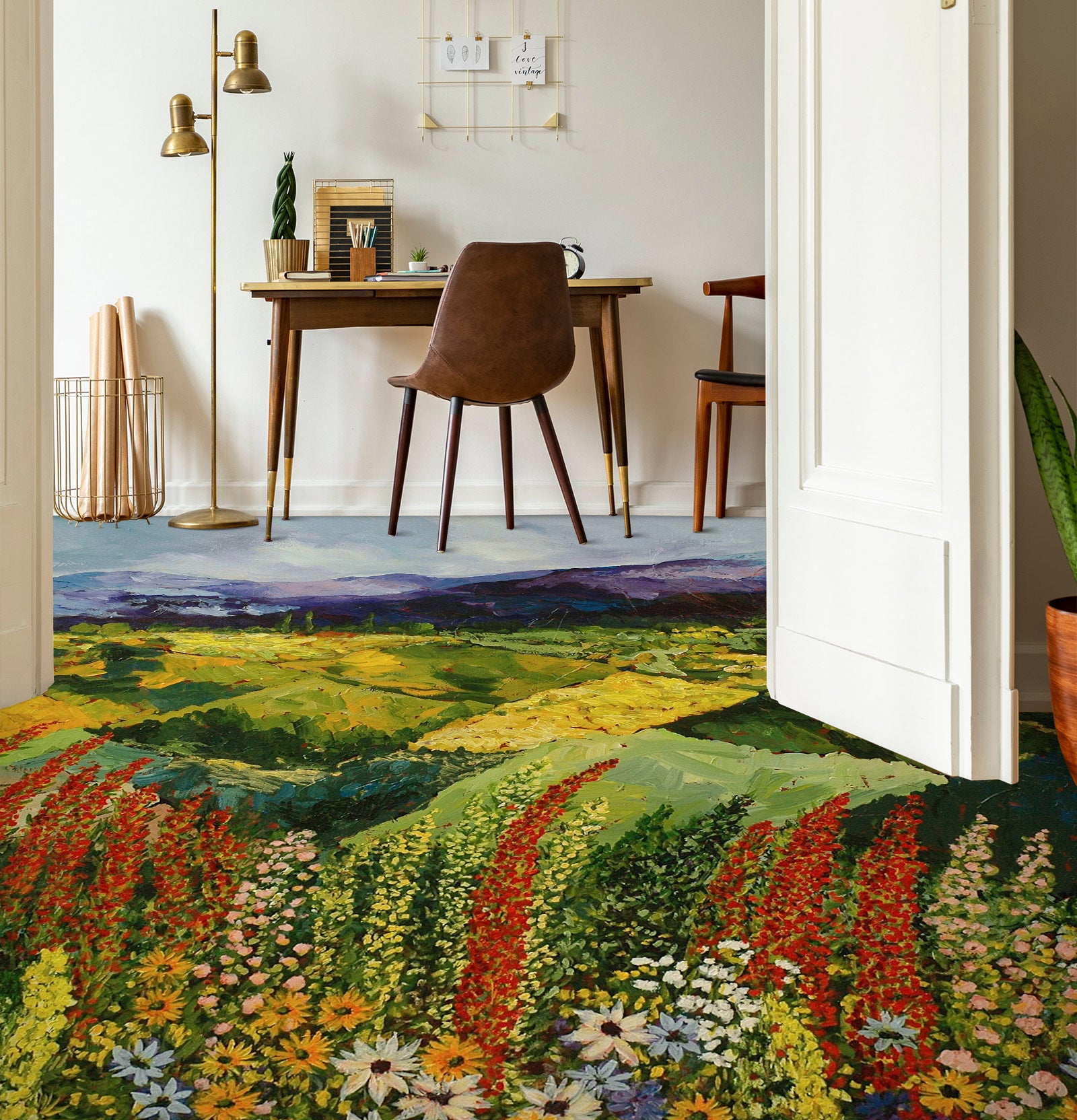 3D Lawn Hillside Flowers 9540 Allan P. Friedlander Floor Mural Wallpaper Murals Self-Adhesive Removable Print Epoxy