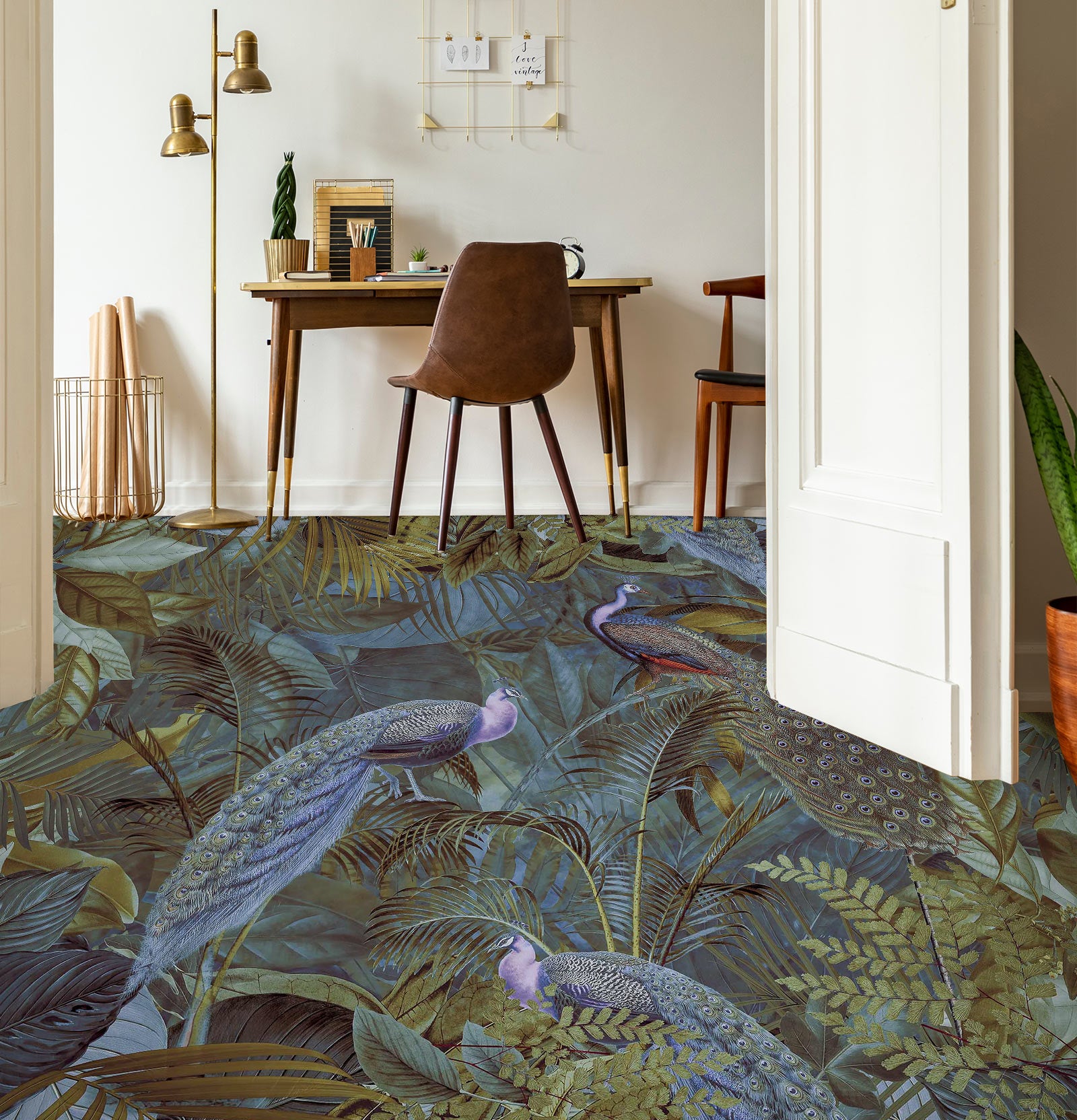 3D Peacock Jungle 10041 Andrea Haase Floor Mural Wallpaper Murals Self-Adhesive Removable Print Epoxy