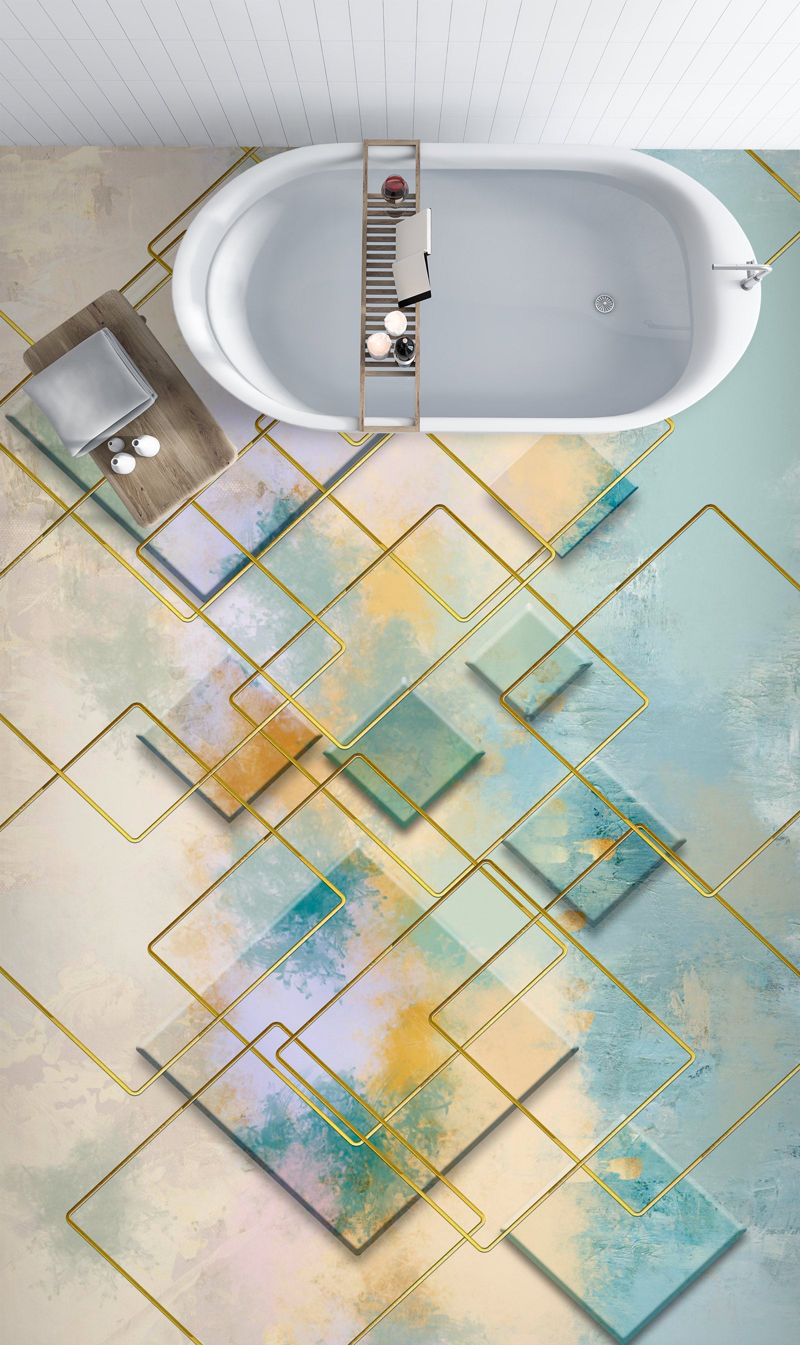 3D Art Story Rhombus 1198 Floor Mural Wallpaper Murals Self-Adhesive Removable Print Epoxy